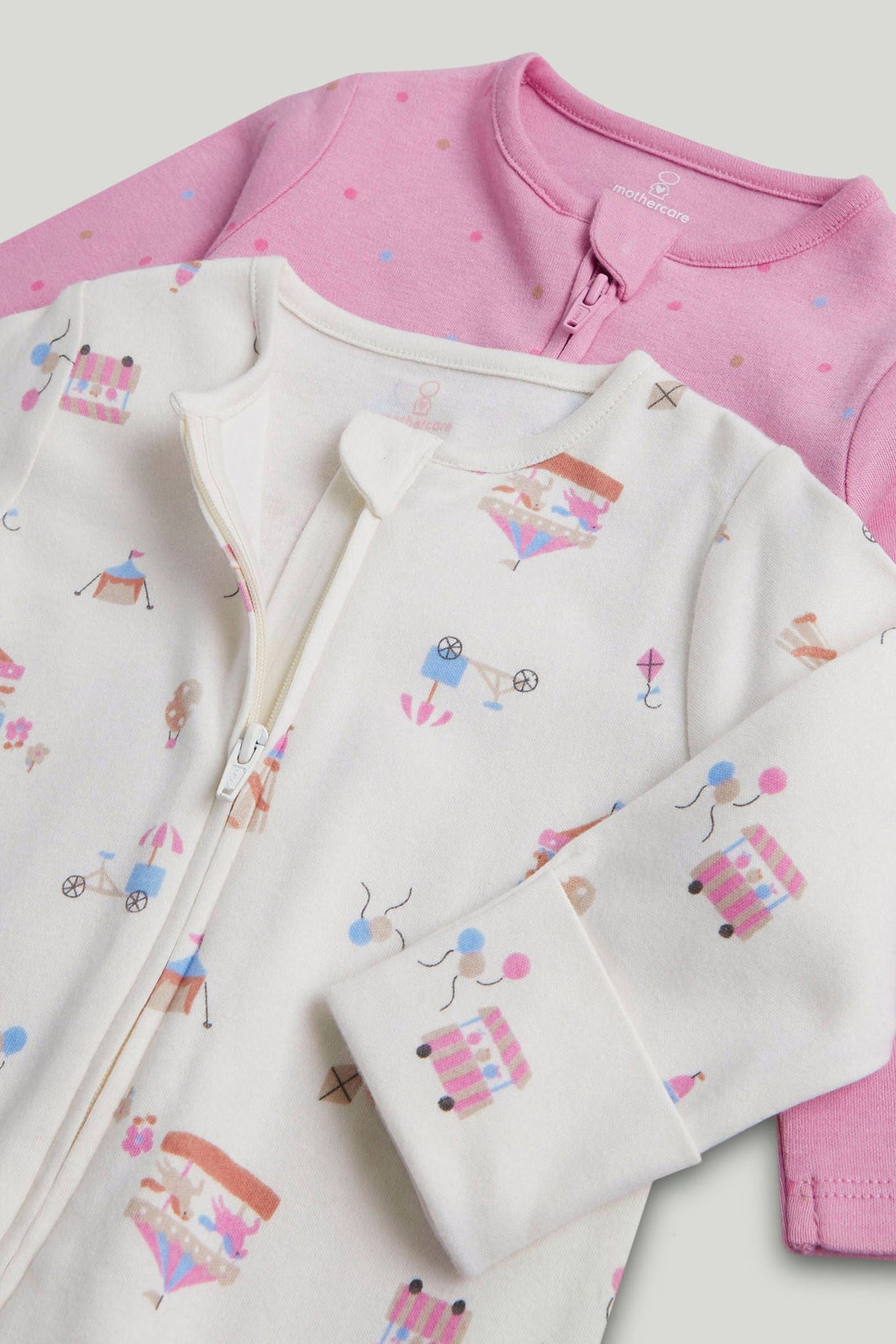 2 Pack Carnival Zip-Up Sleepsuits