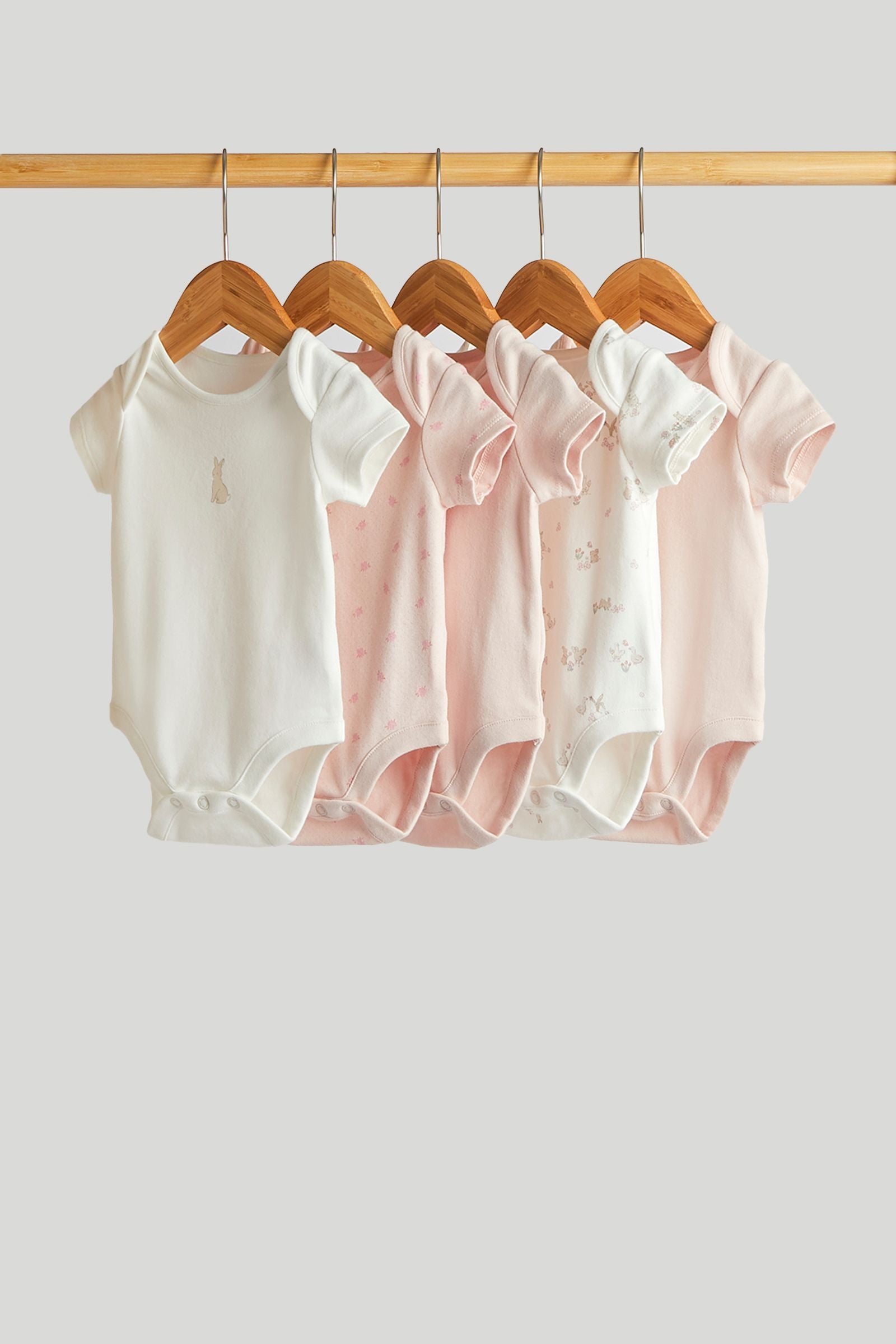5 Pack My First Pink Short-Sleeved Bodysuits - Light Pink / 12-18 Months