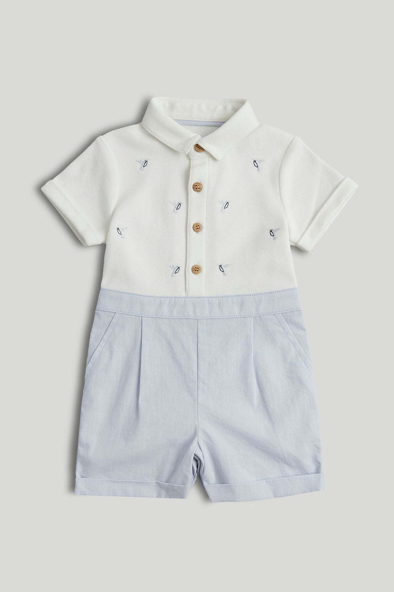 Shirt and Shorts Romper - Light Blue / 12-18 Months