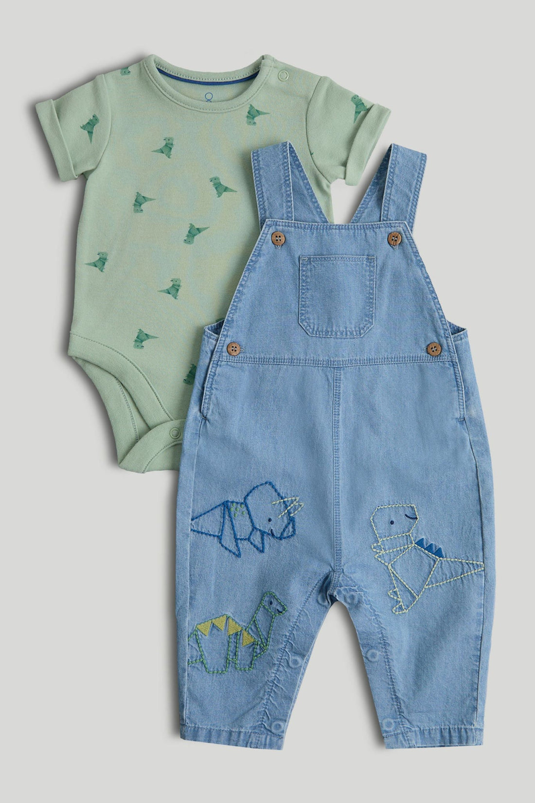 Denim Dungarees and Bodysuit Outfit - Multi / 12-18 Months