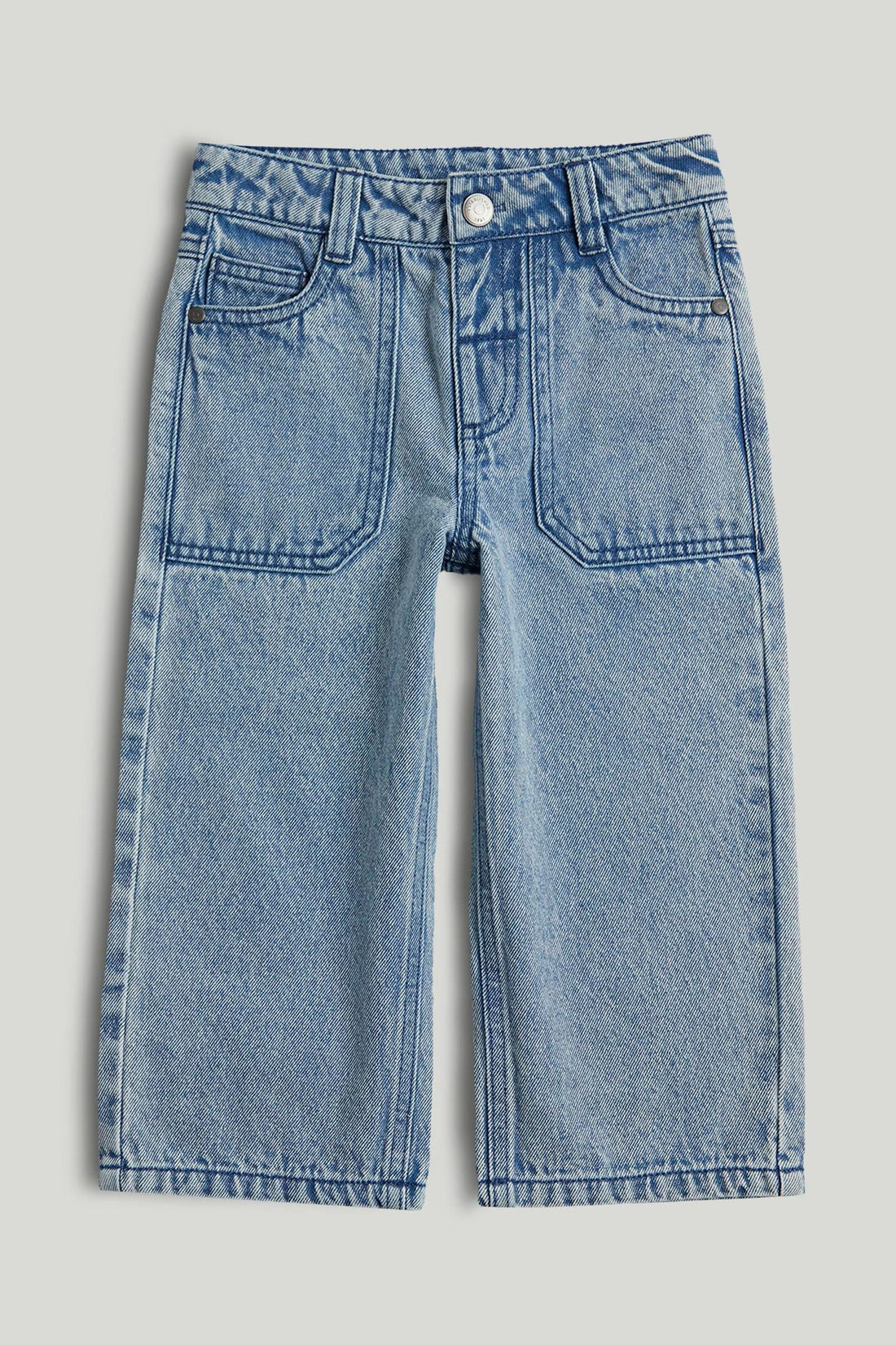 Wide-Leg Denim Jeans - Blue / 9-10 Years