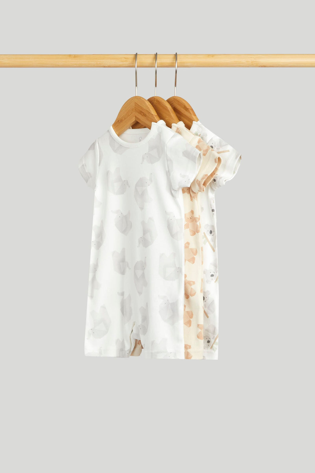3 Pack Origami Rompers - White / 12-18 Months