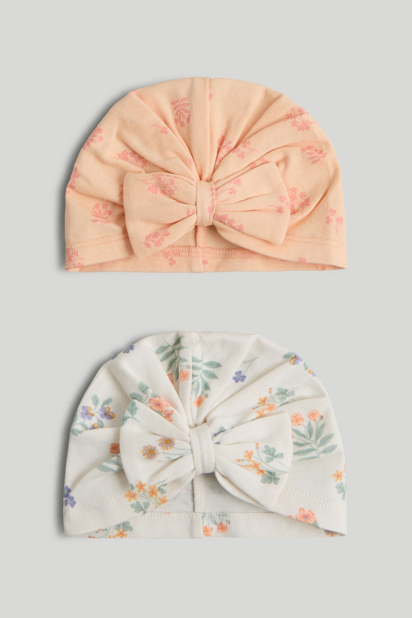 2 Pack Cotton Baby Hats - Multi / 6-12 Months