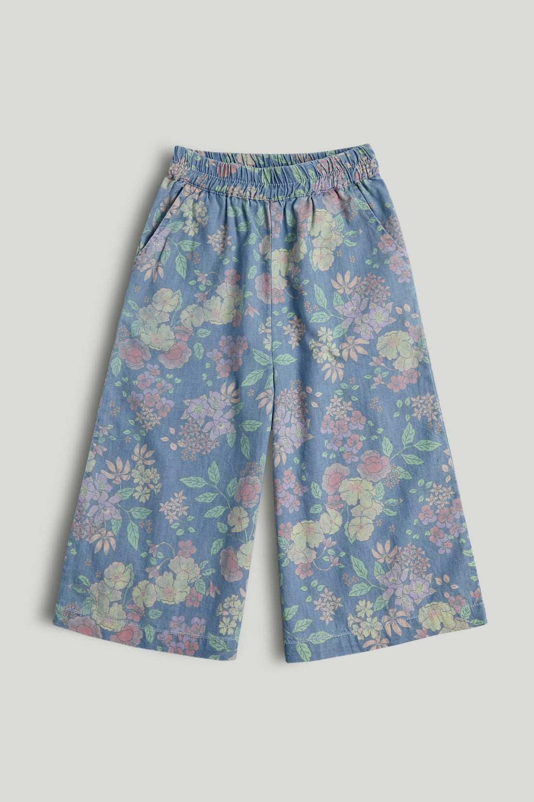 Blue Floral Barrel-Leg Denim Jeans - Blue / 9-10 Years