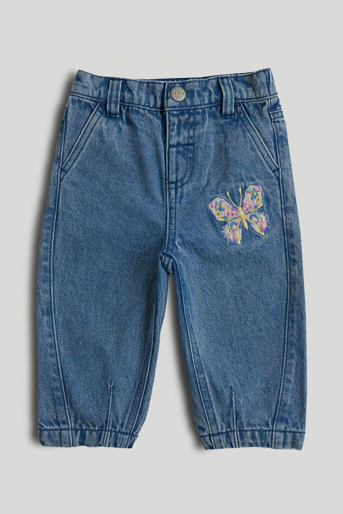 Barrel-Leg Denim Jeans - Blue / 12-18 Months