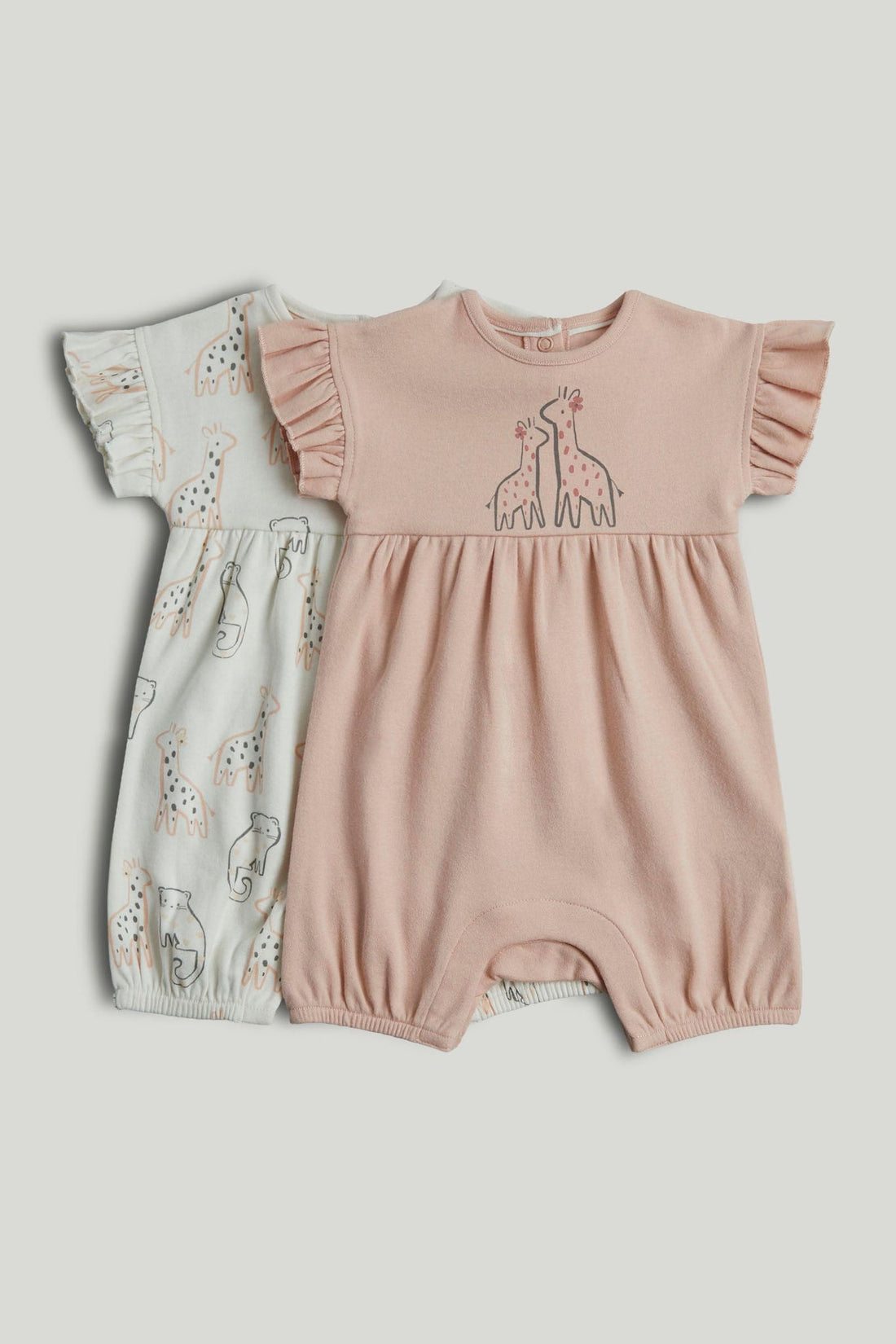 2 Pack Safari Rompers - Cream / 12-18 Months