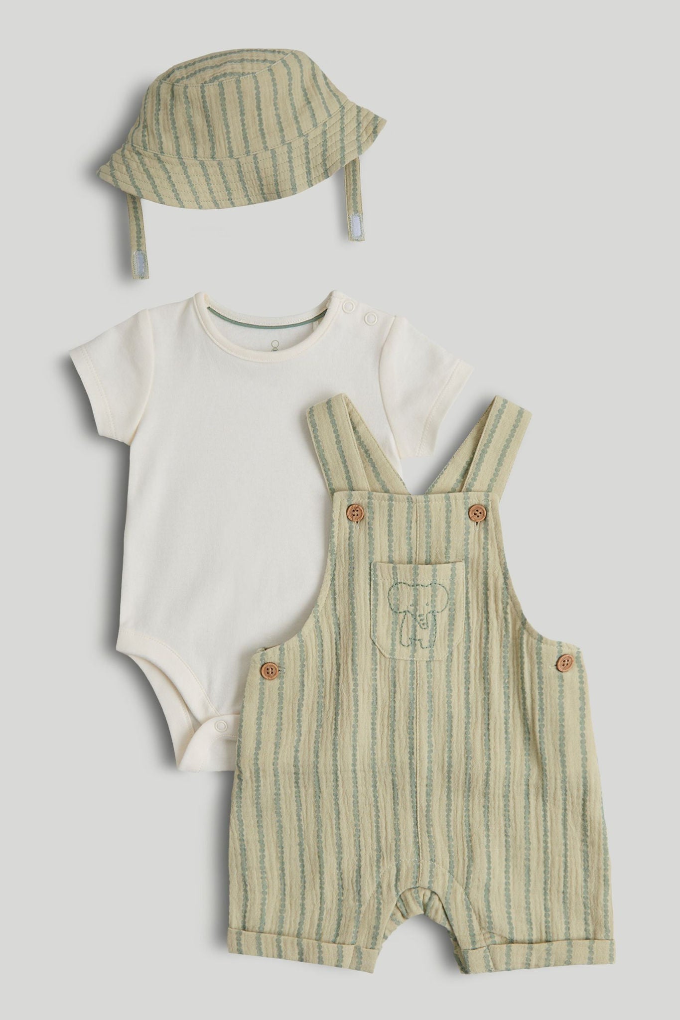 Bibshorts, Bodysuit and Sun Hat Outfit - Multi / Up to 1 Month