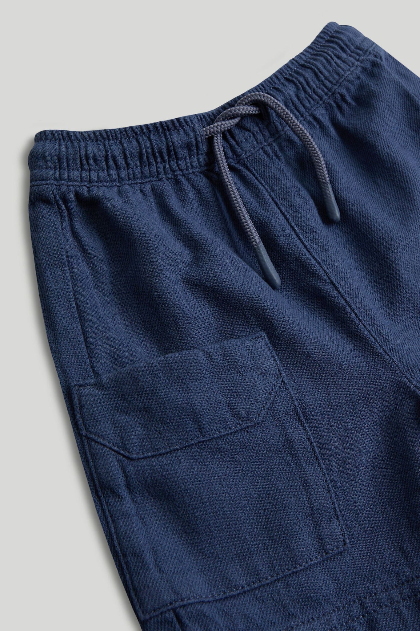Blue Linen-Blend Cargo Shorts