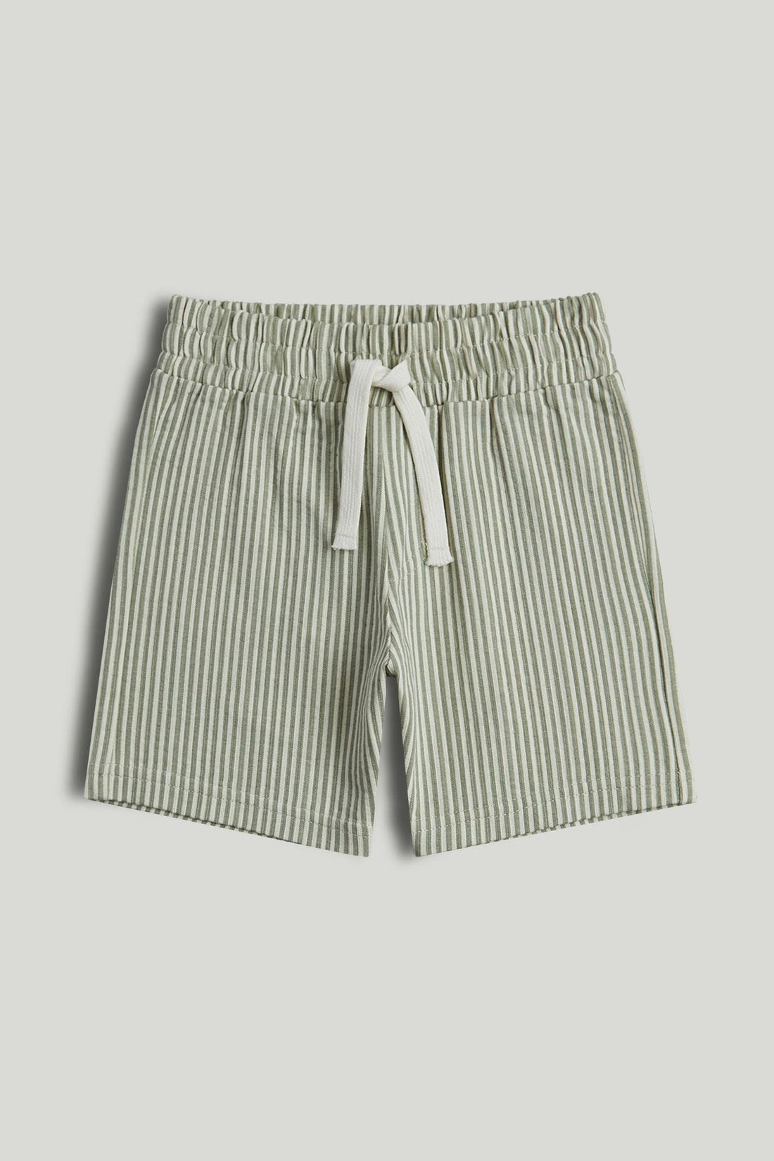 Green Striped Shorts - Khaki / 12-18 Months