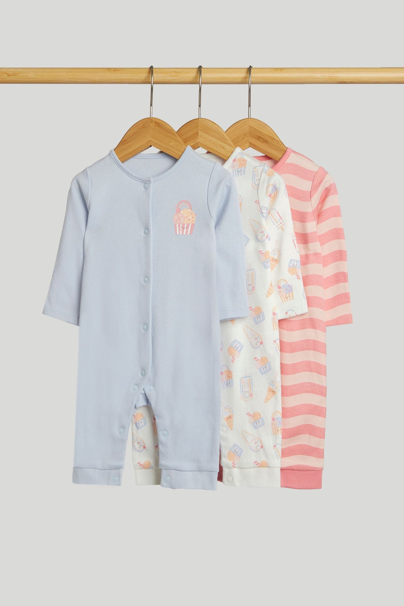 3 Pack Ice Cream Footless Sleepsuits - Multi / 12-18 Months