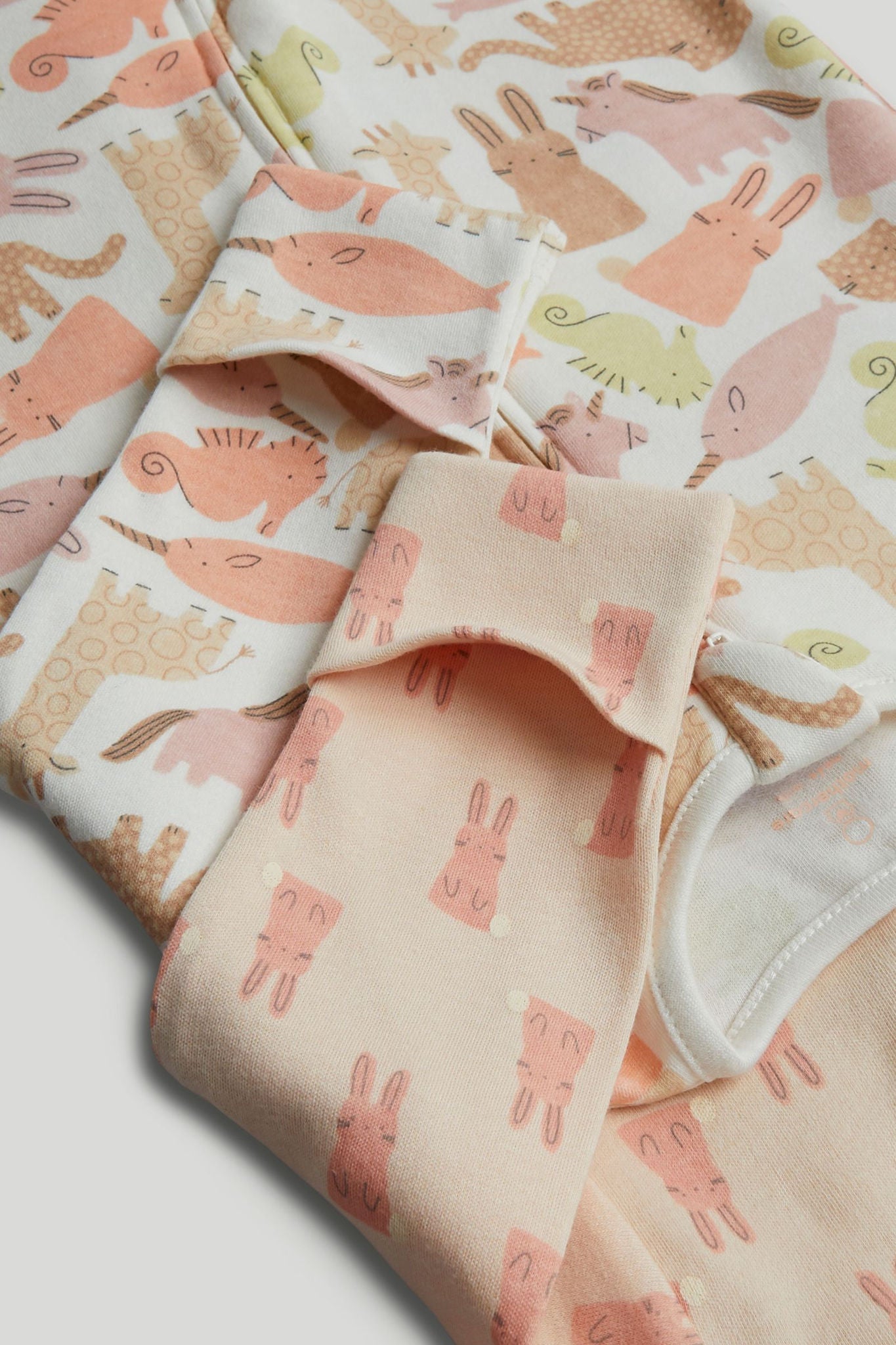2 Pack Animals Zip-Up Sleepsuits