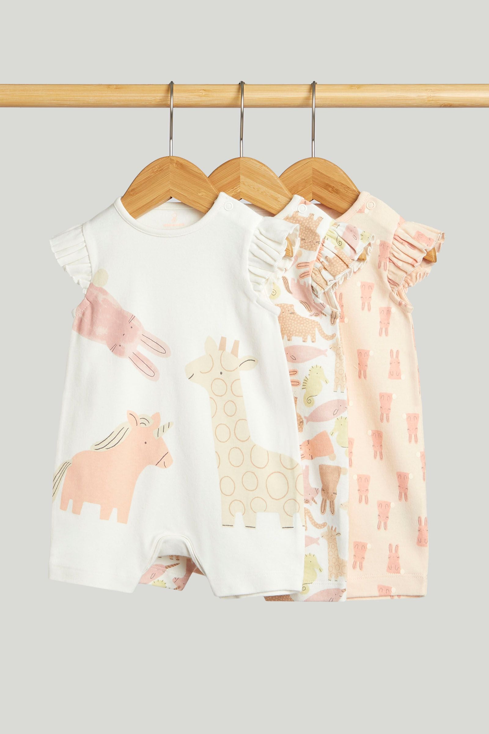 3 Pack Animal Rompers - Multicolor / 12-18 Months
