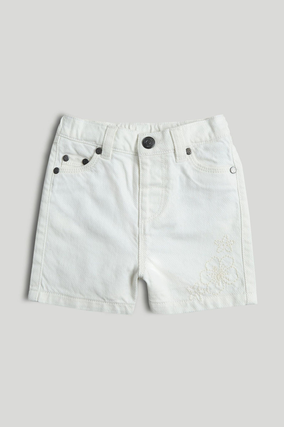White Denim Shorts - White / 12-18 Months