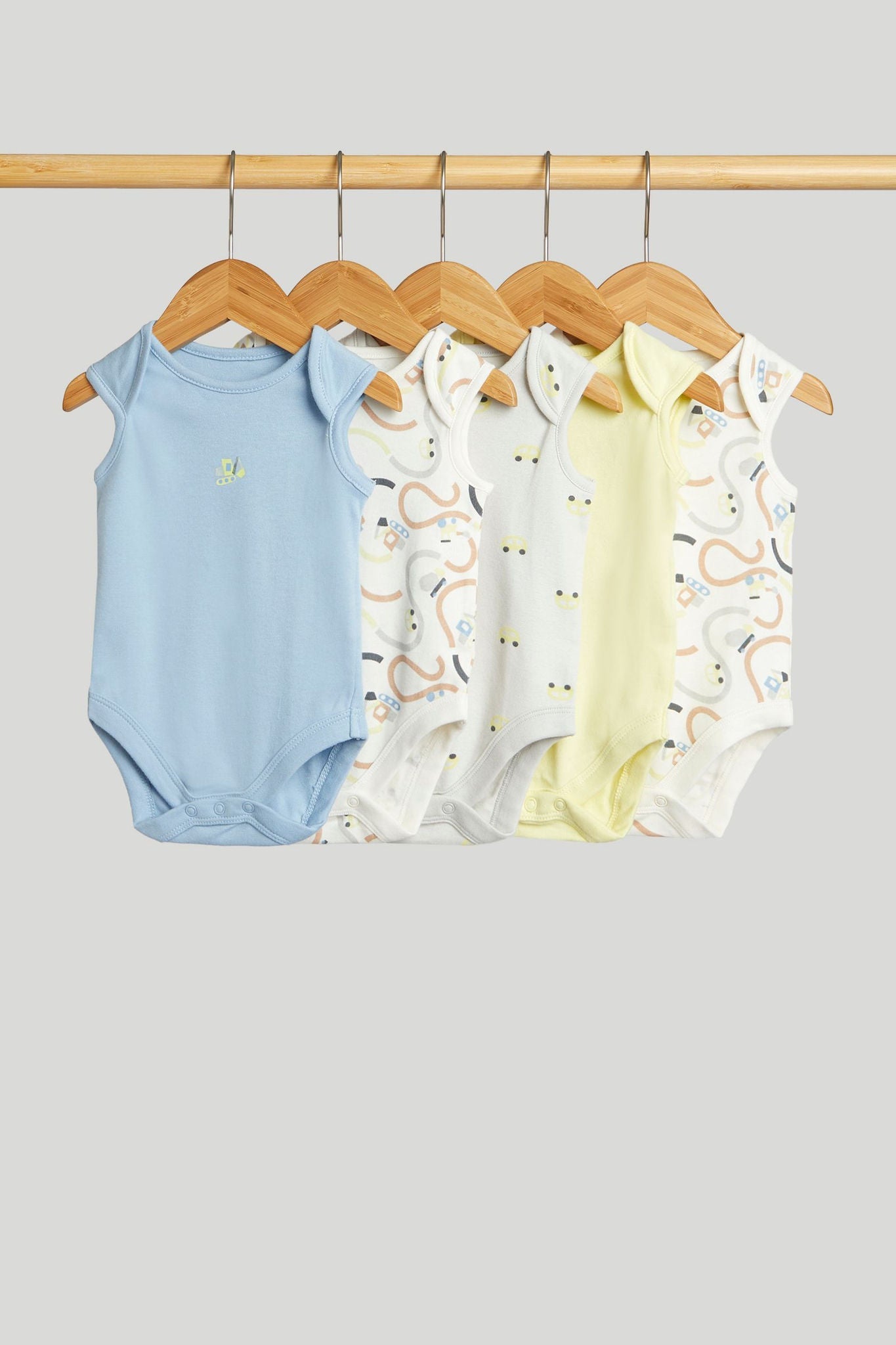 5 Pack Cars Sleeveless Bodysuits - Multi