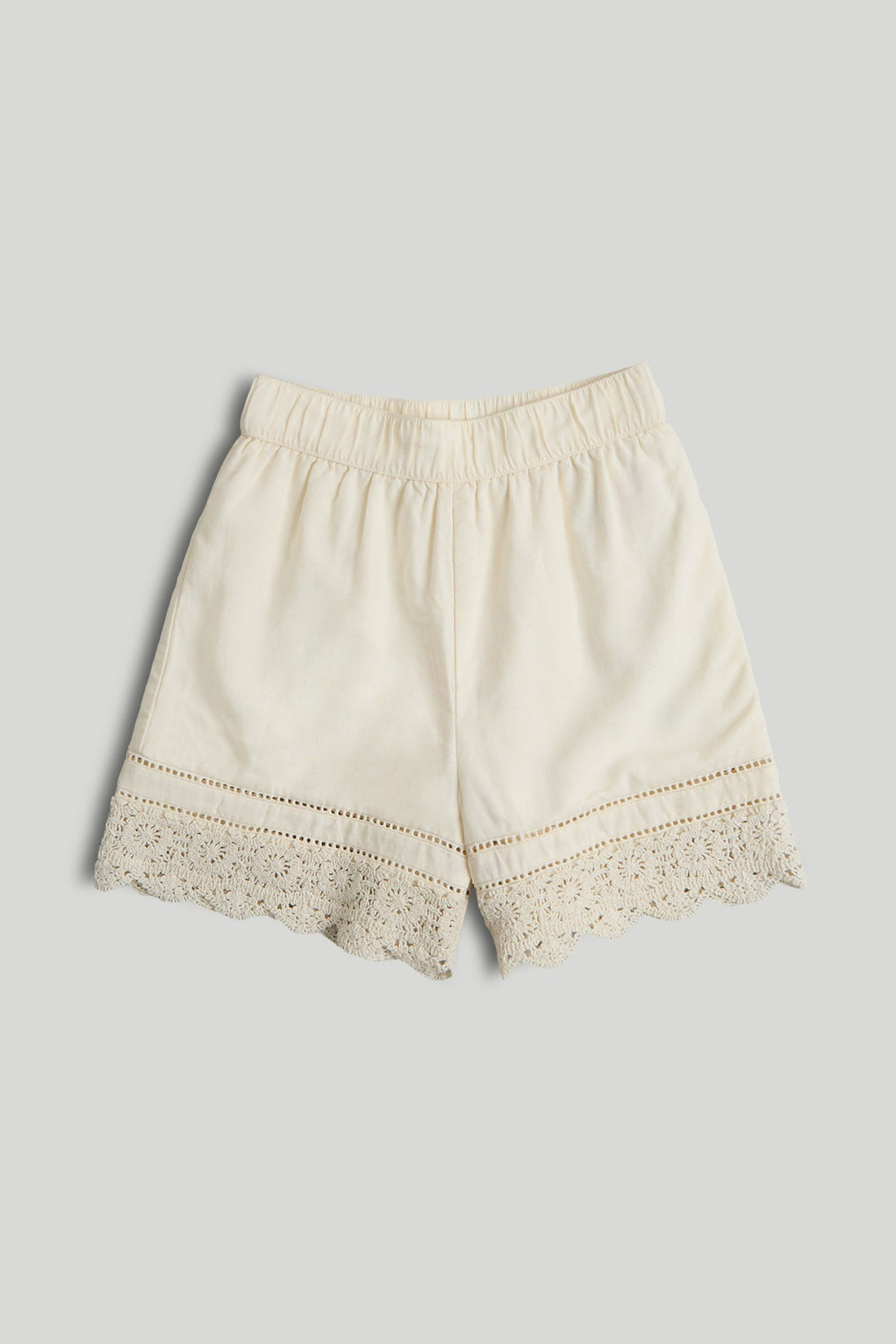 Cream Crochet Shorts - Beige / 9-10 Years