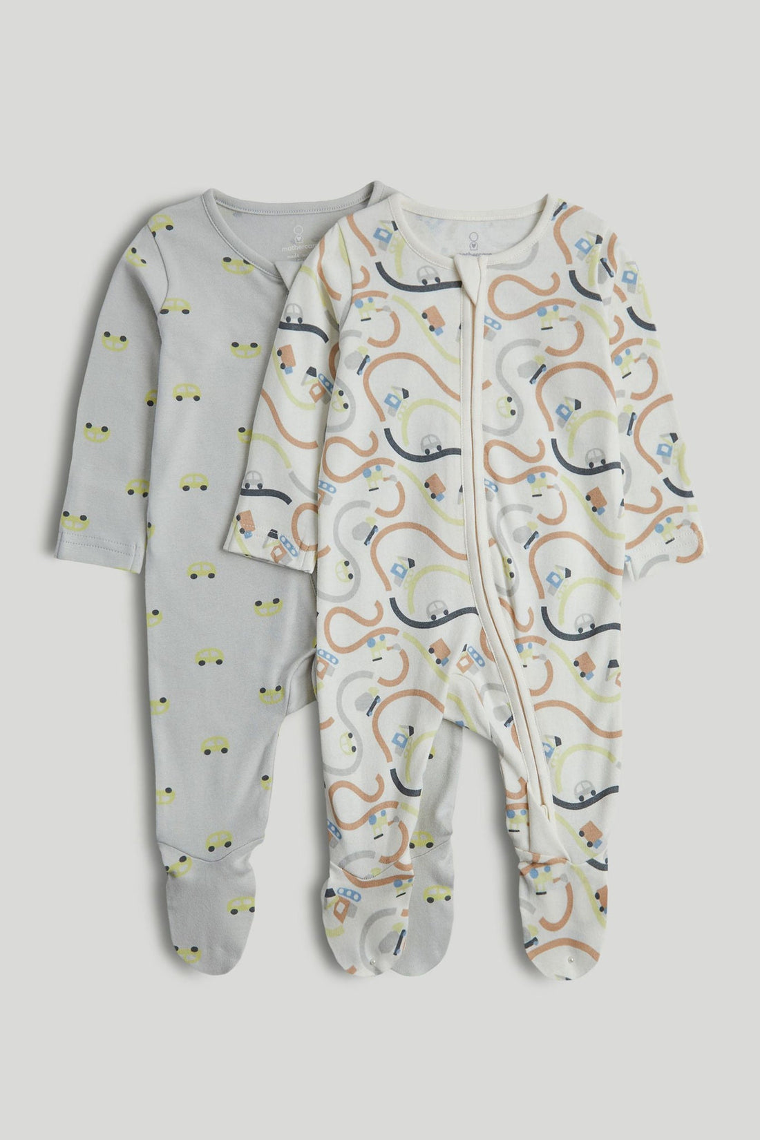 2 Pack Cars Zip-Up Sleepsuits - Multi / 12-18 Months