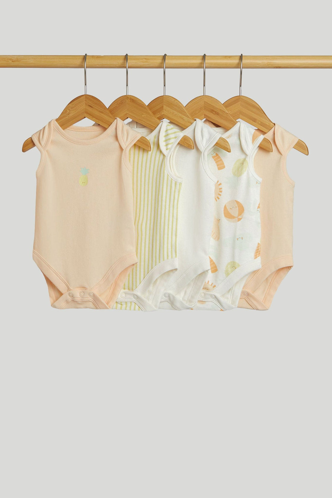 5 Pack Summer Sleeveless Bodysuits - Multi