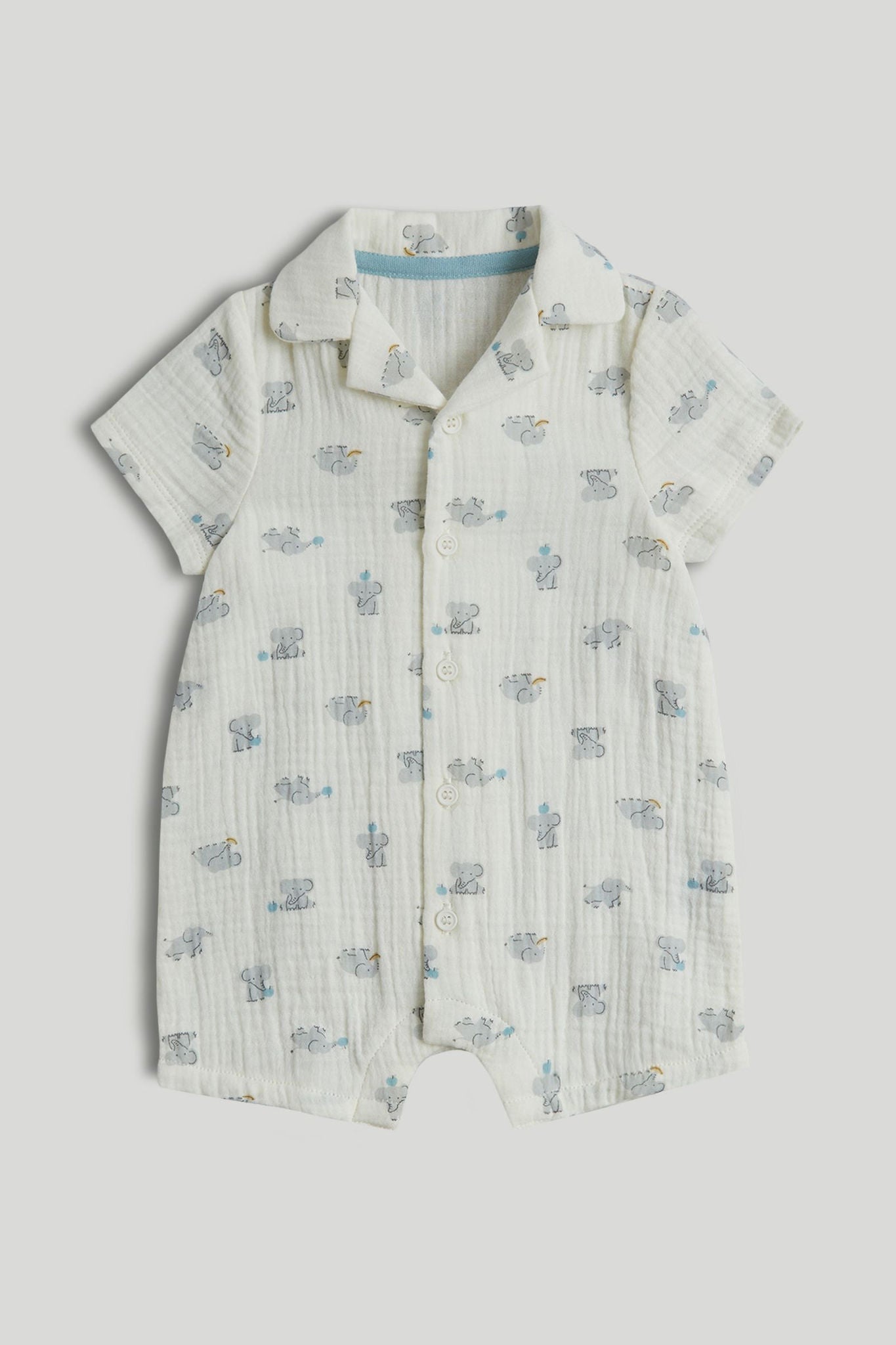 Elephant Cotton Romper - Cream / 12-18 Months