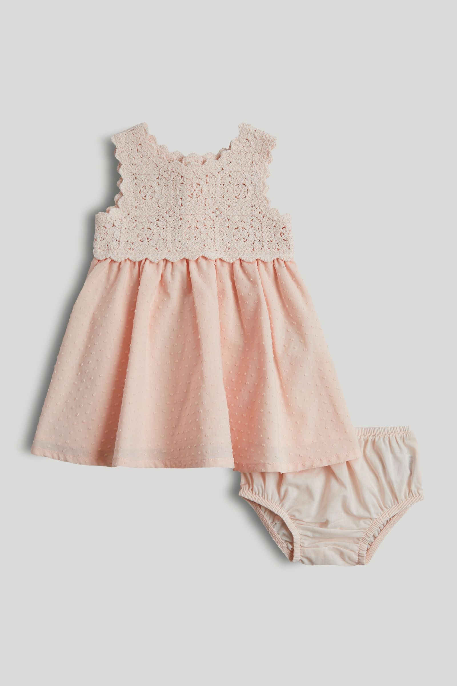 Pink Crochet Dress and Knickers Outfit - Light Pink / Up to 1 Month