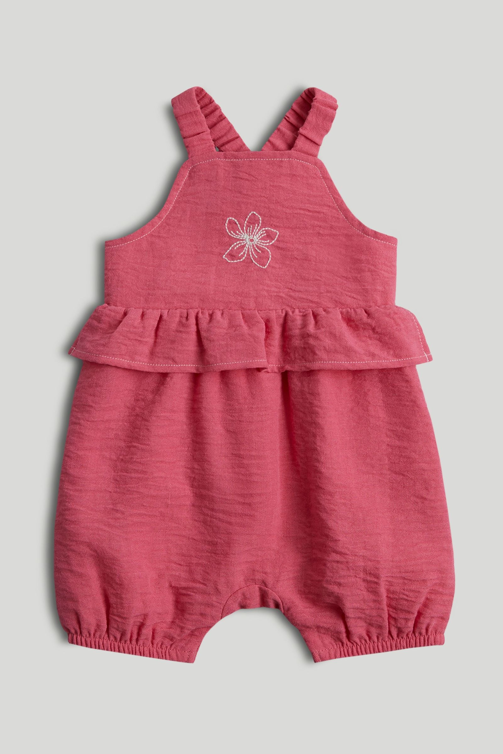 Pink Flower Romper - Dark Pink / Up to 1 Month