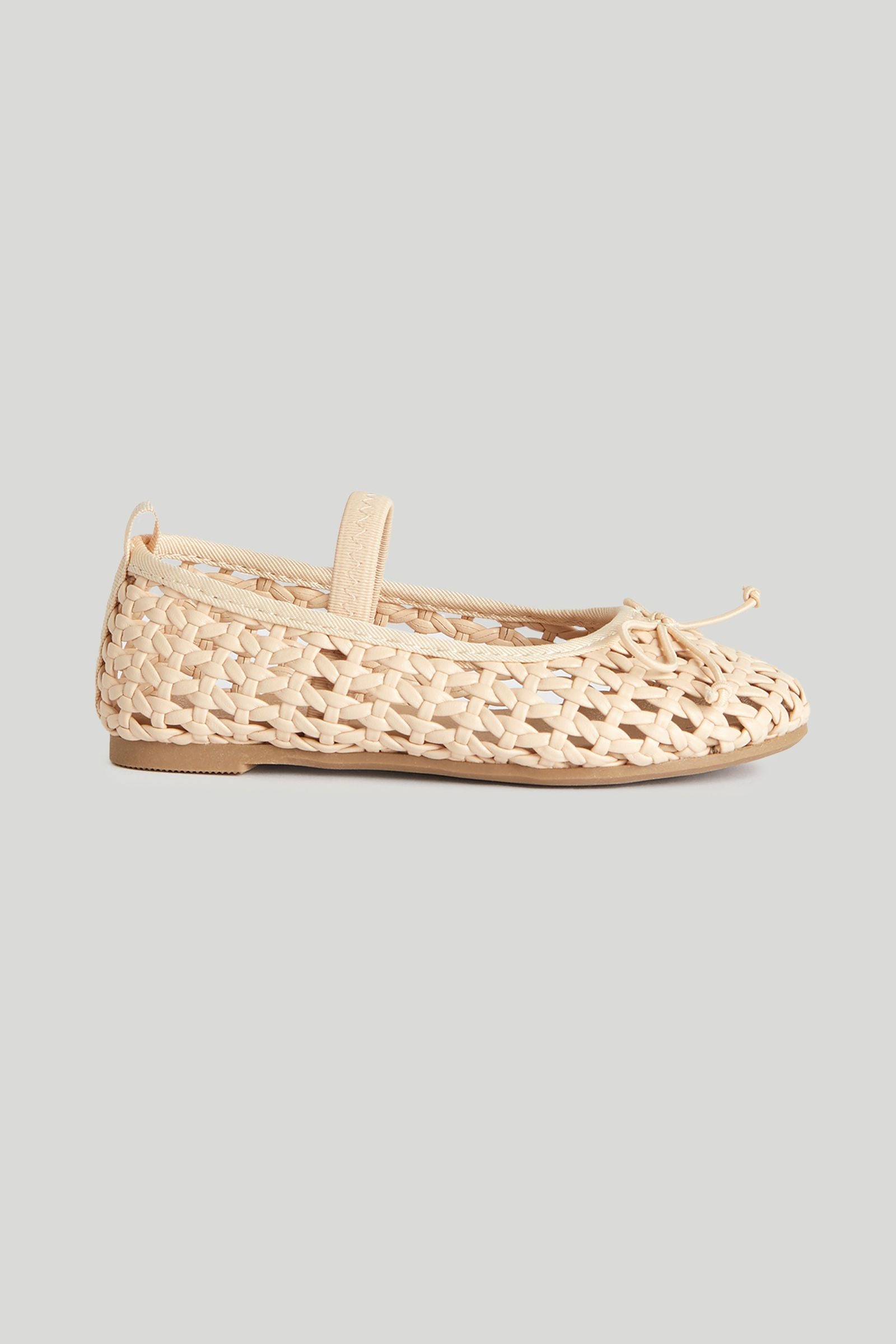 Dusky Pink Lattice Ballerina Shoes - Pink / 6.5-7.5 Years