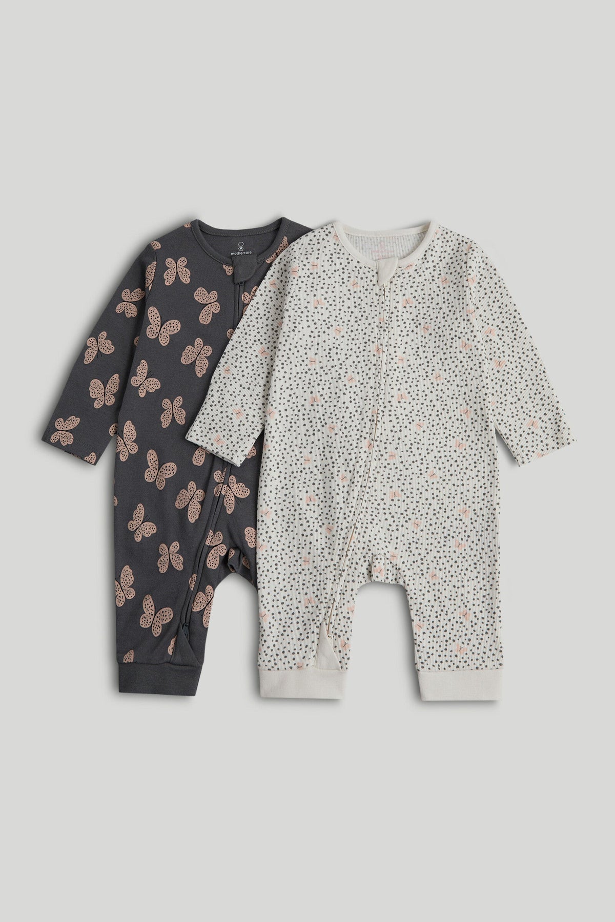 2 Pack Footless Zip-Up Sleepsuits