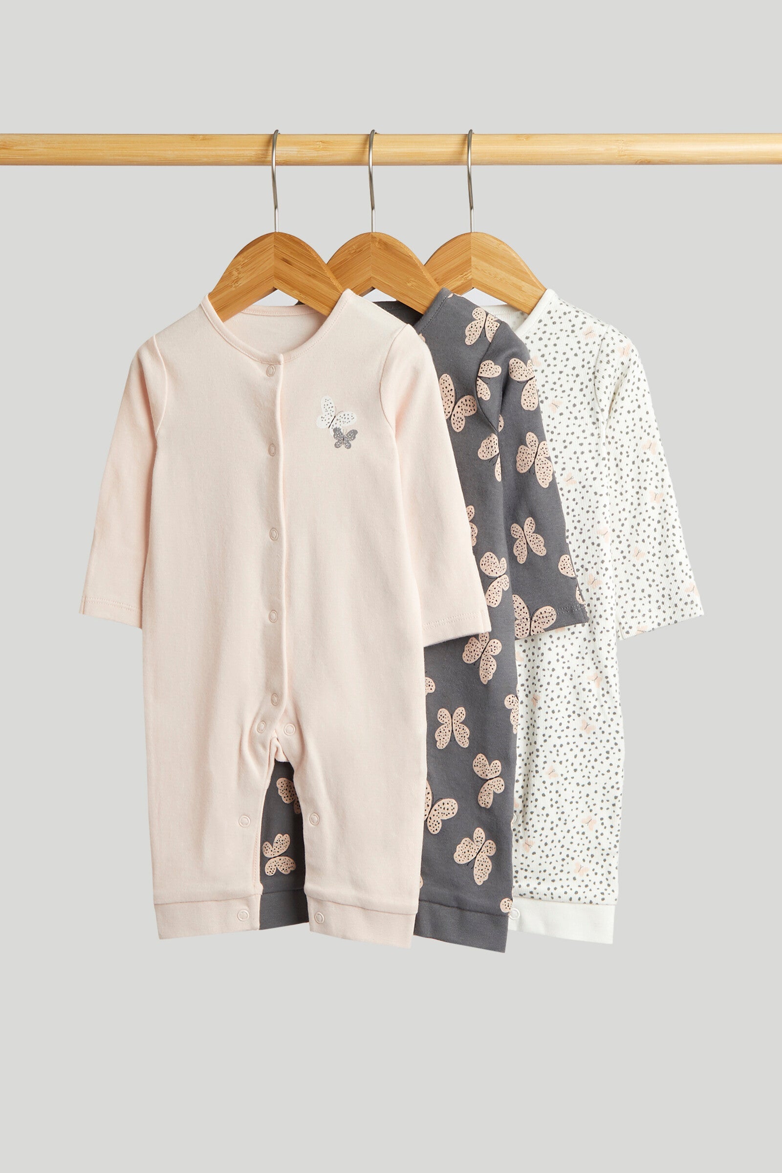 3 Pack Butterfly Footless Sleepsuits - Multicolor / Up to 1 Month