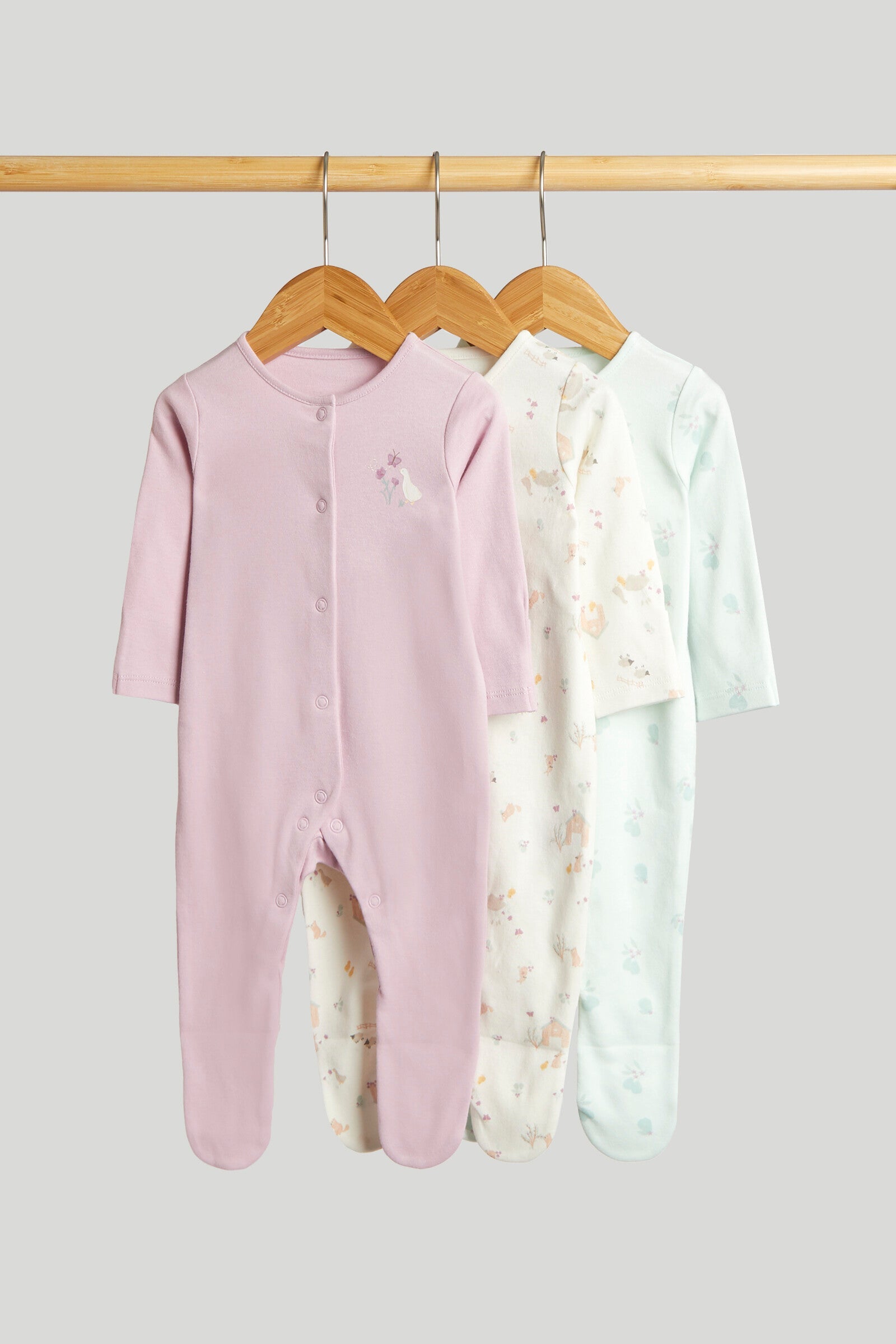 3 Pack Pear Sleepsuits - Multicolor / Up to 1 Month