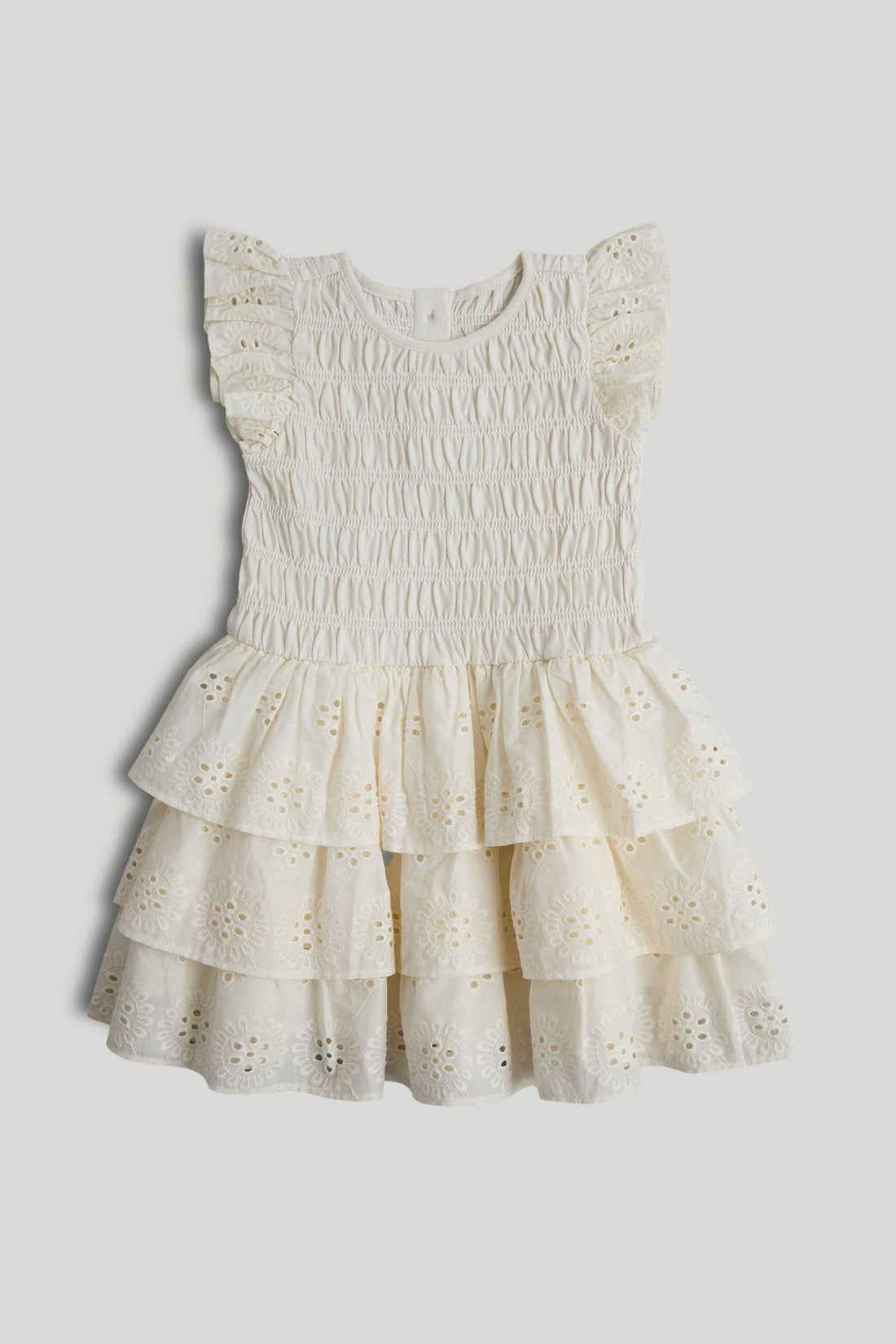 Broderie Smocked Dress - Cream / 12-18 Months