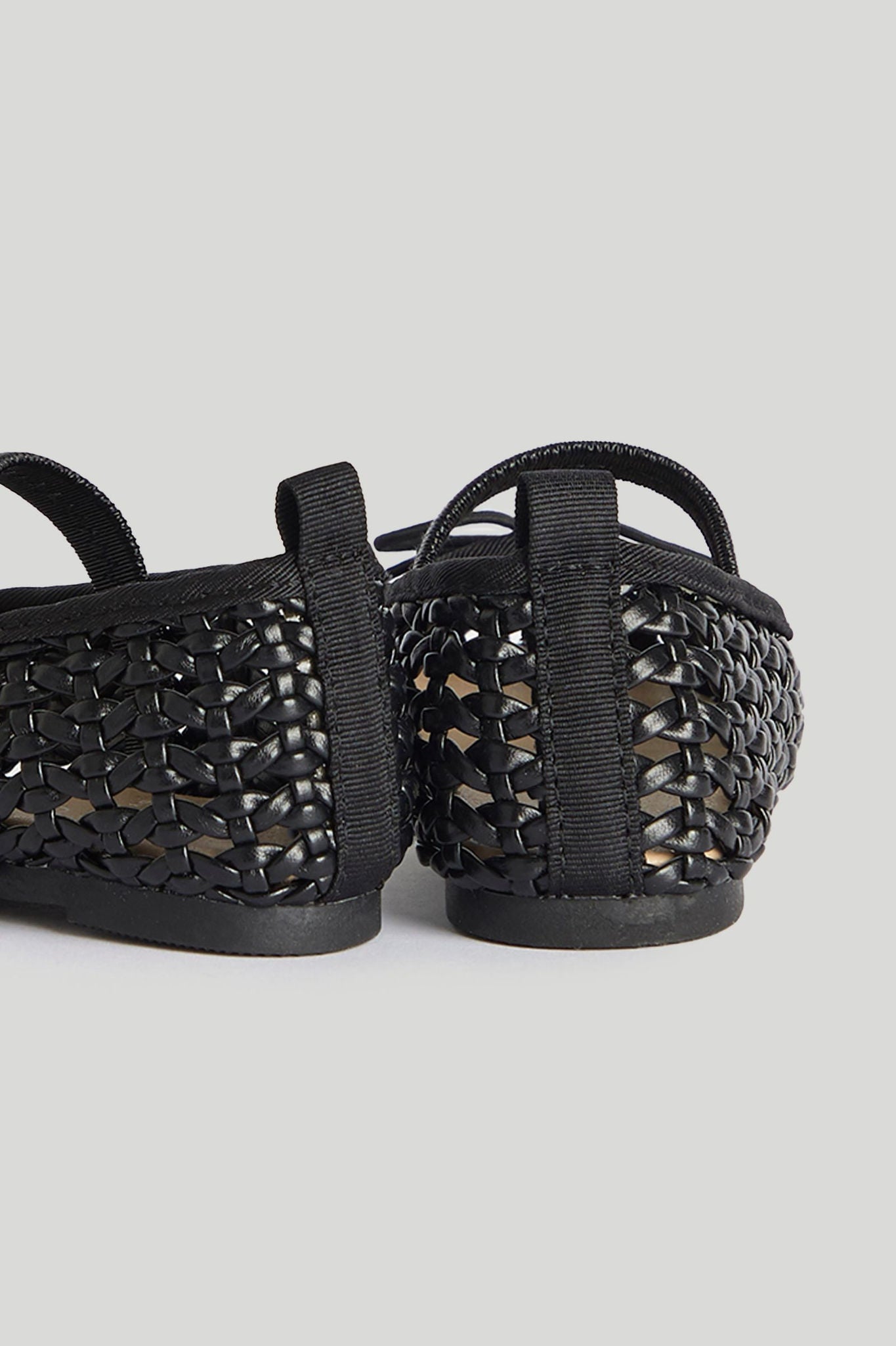 Black Lattice Ballerina Shoes