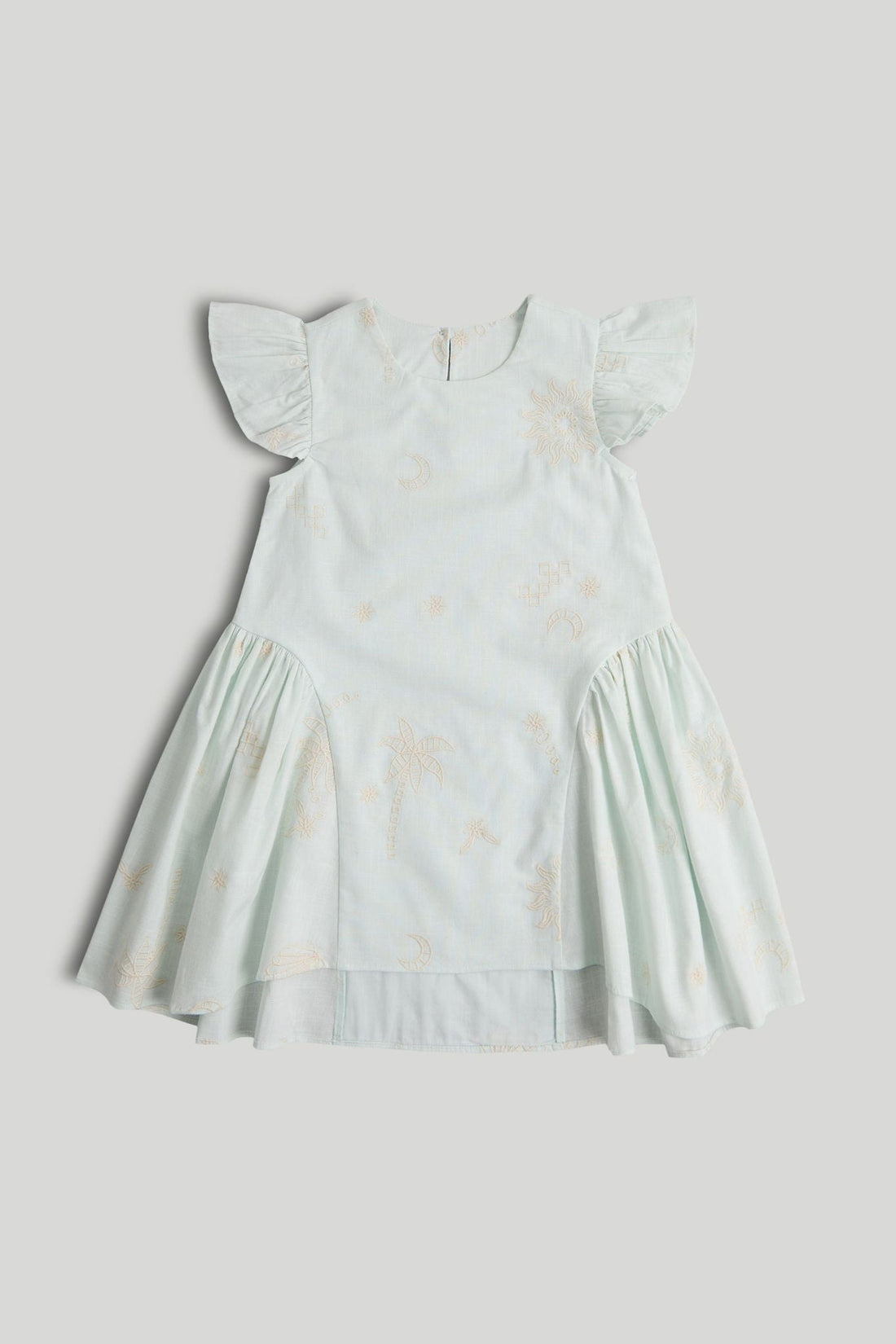 Embroidered Cotton Dress - Light Blue / 9-10 Years