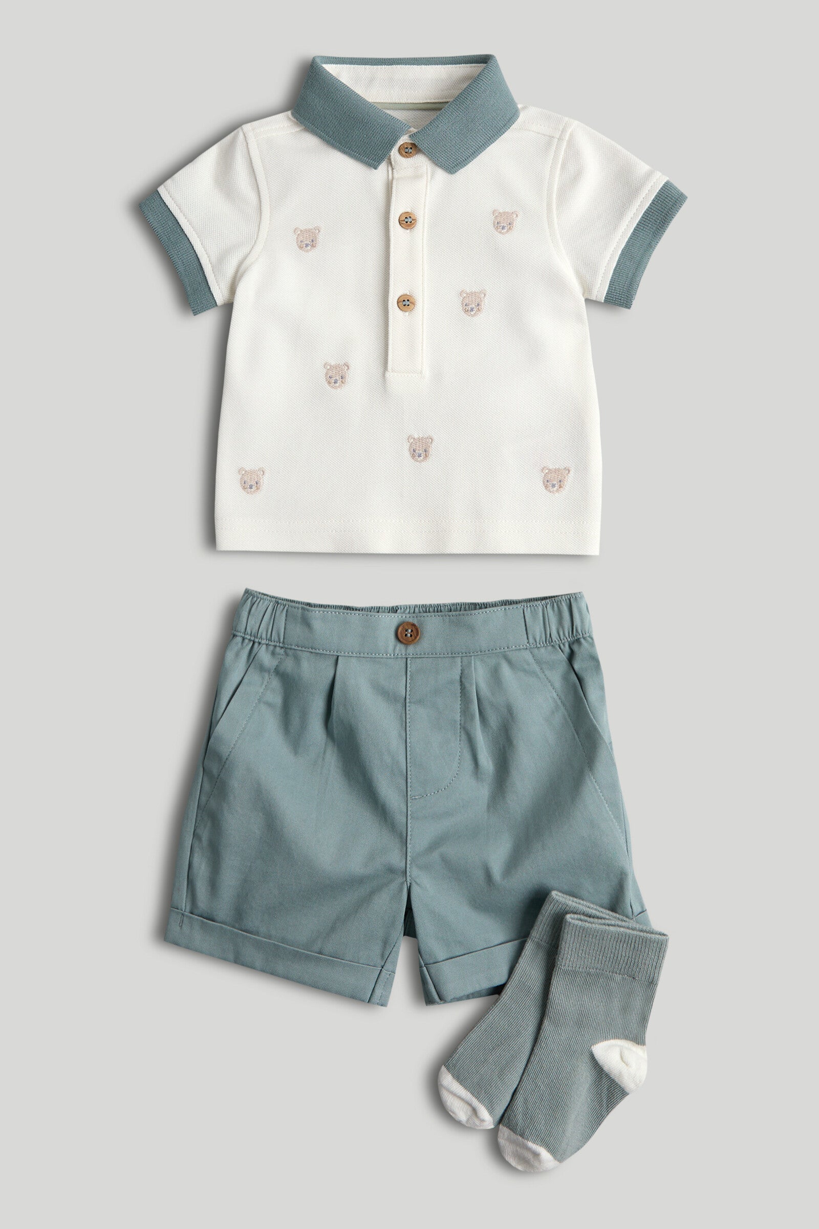 Polo Shirt, Shorts and Socks Outfit - Multicolor / Up to 1 Month