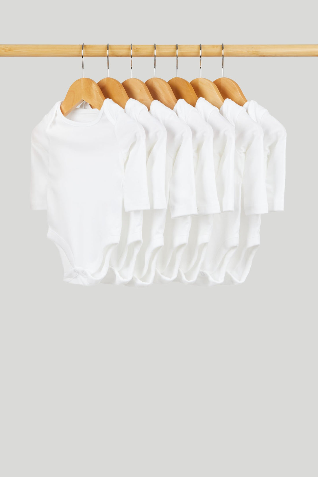 7 Pack White Long-Sleeved Bodysuits - White / Up to 1 Month