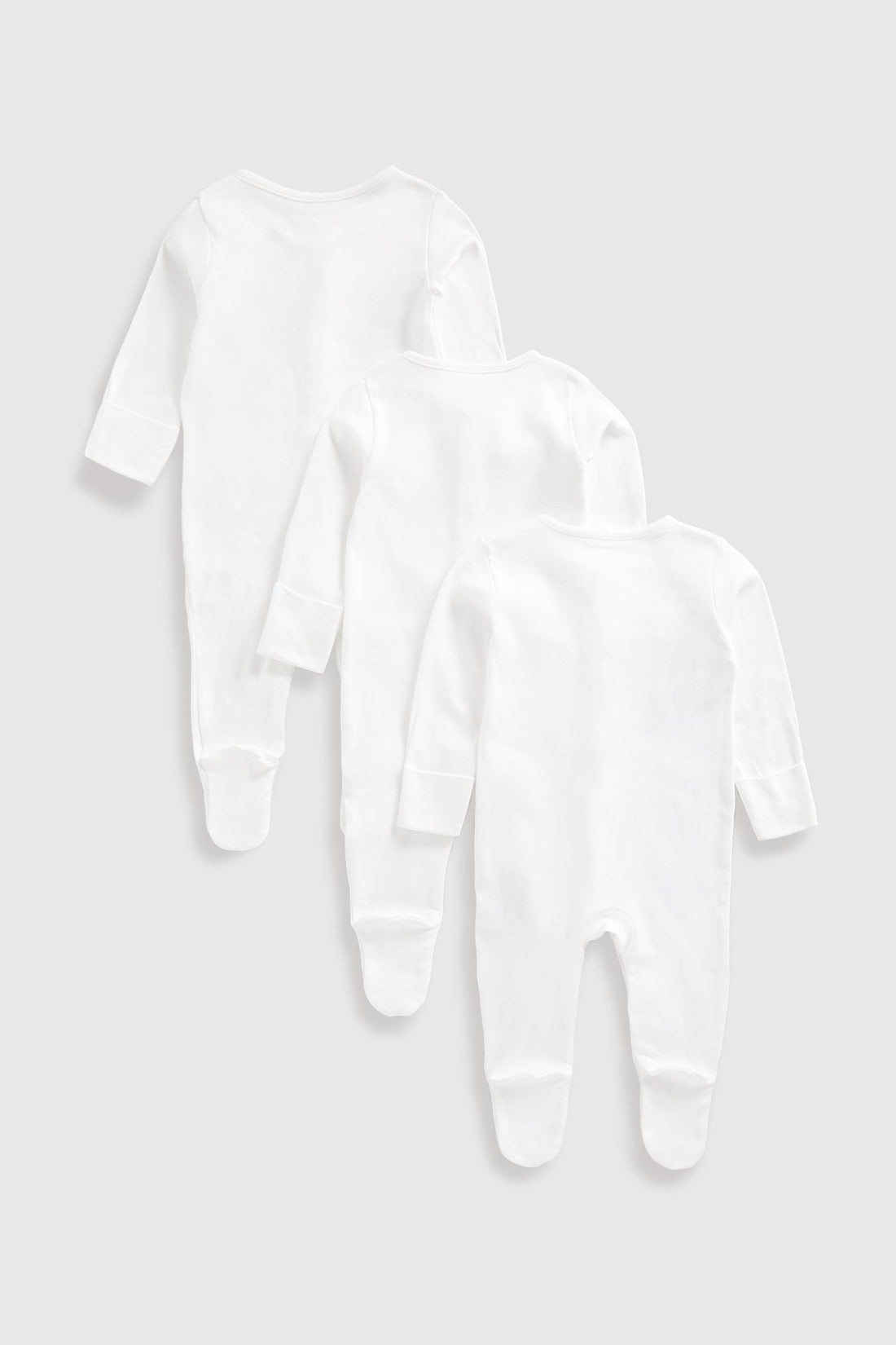 3 Pack White Sleepsuits