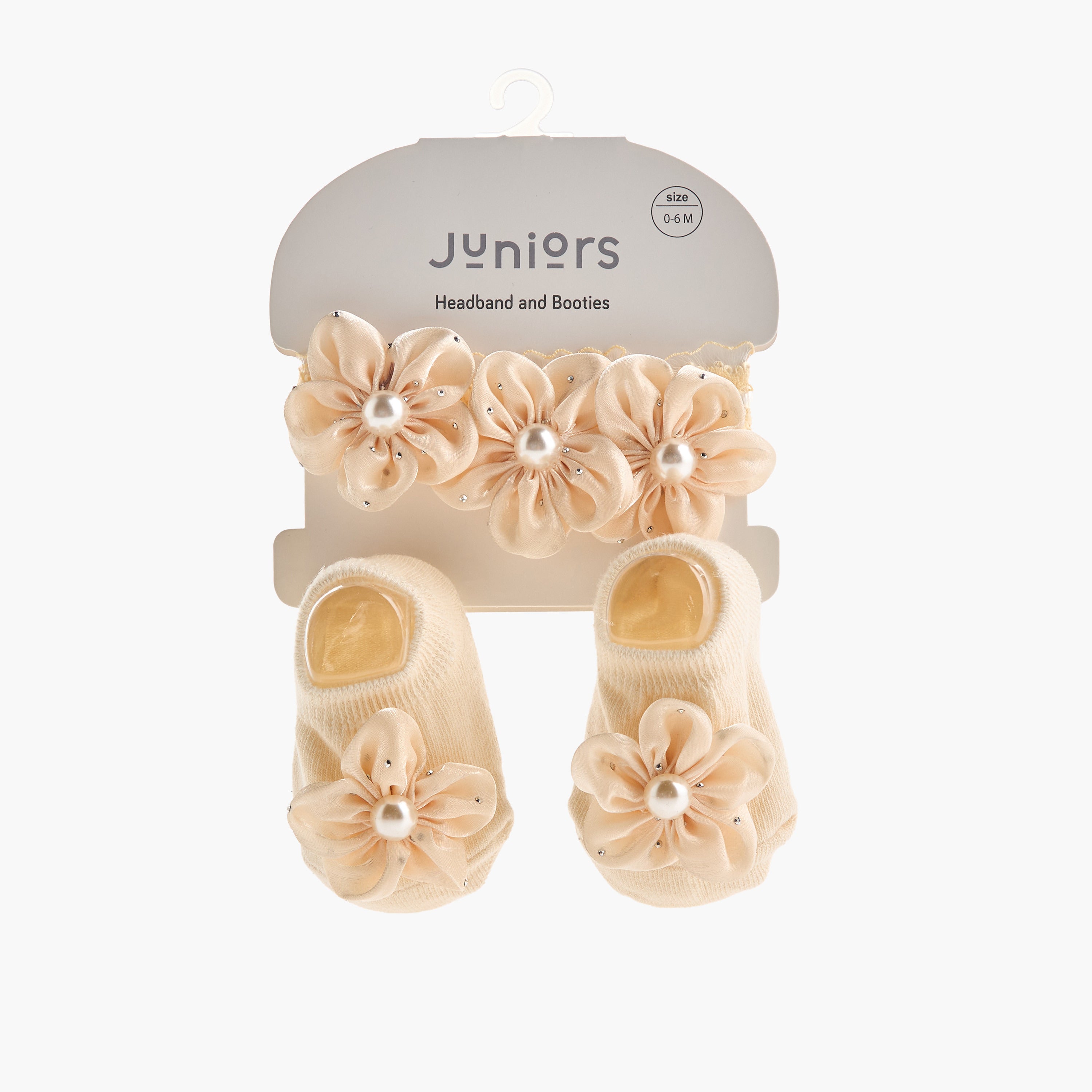 Juniors Booties with Headband, Pearl Embellished