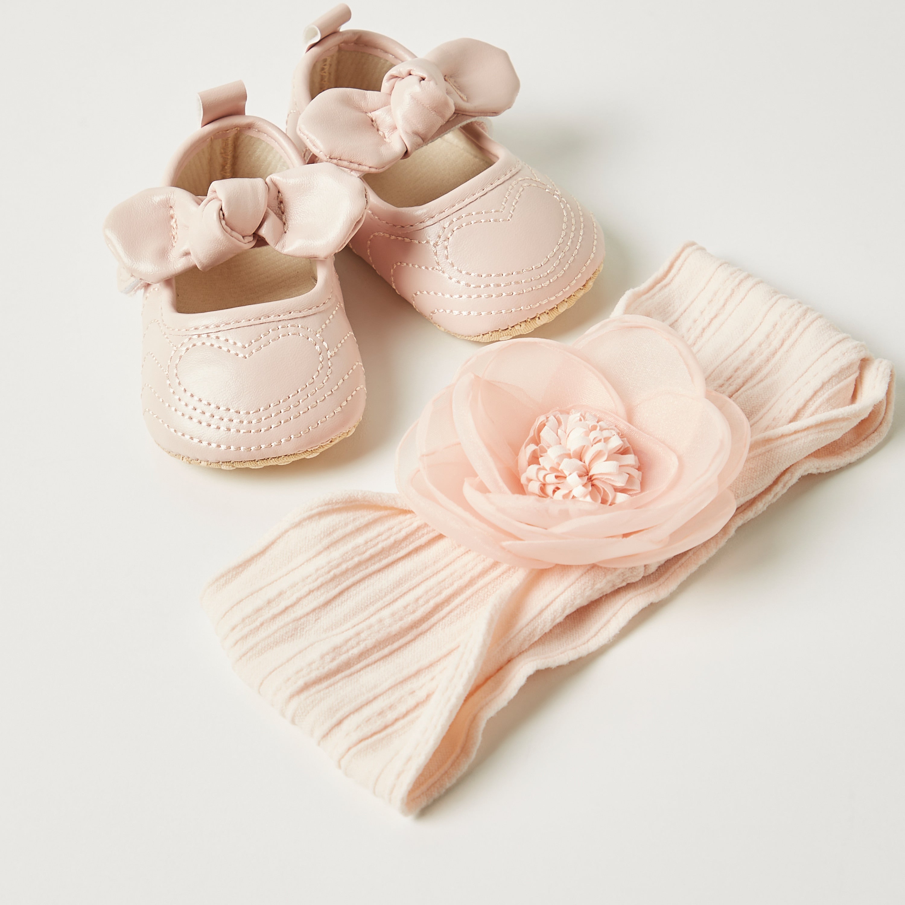 Juniors Floral Applique Booties and Elasticated Headband