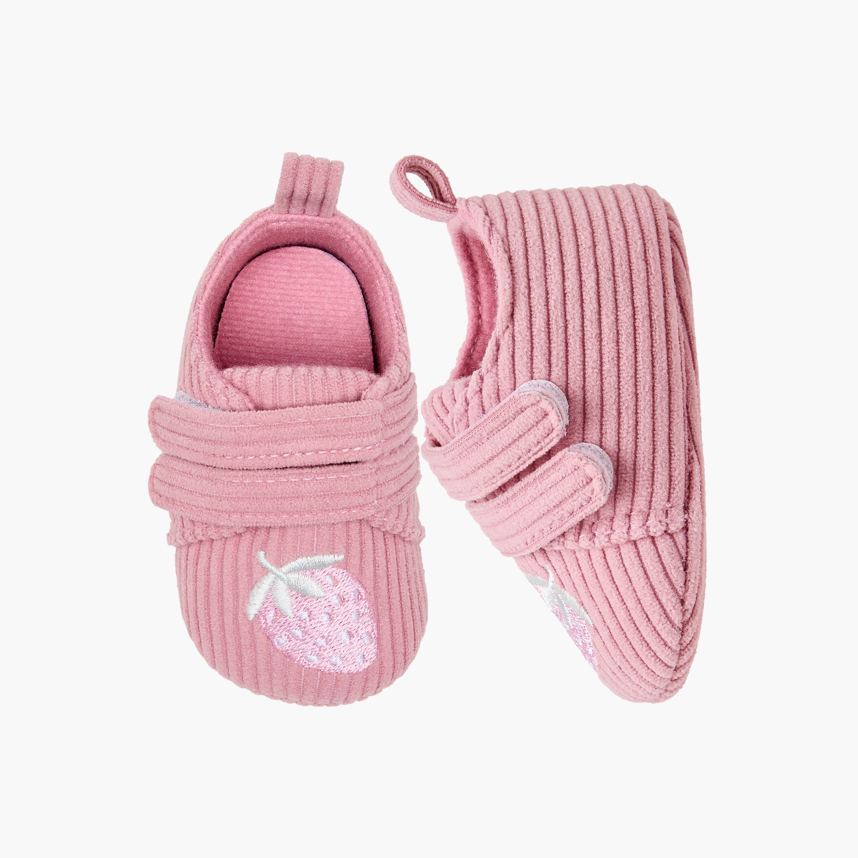 Juniors Booties with Strawberry Embroidery - Pink / 0-6 mths