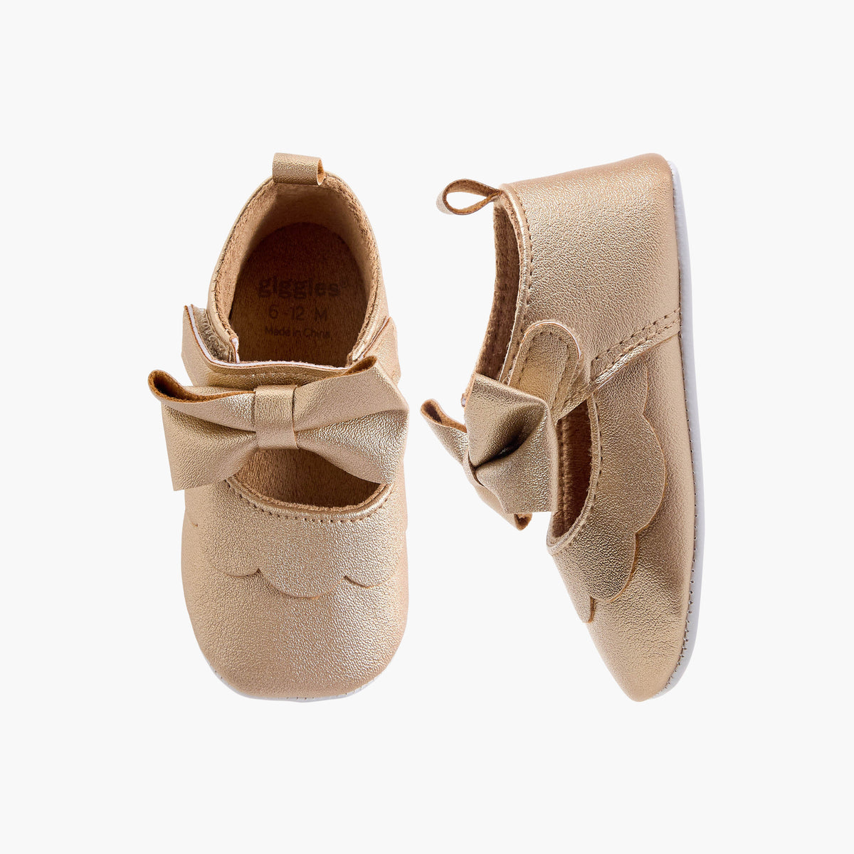 Giggles Booties with Hook and Loop Closure, Bow Detail