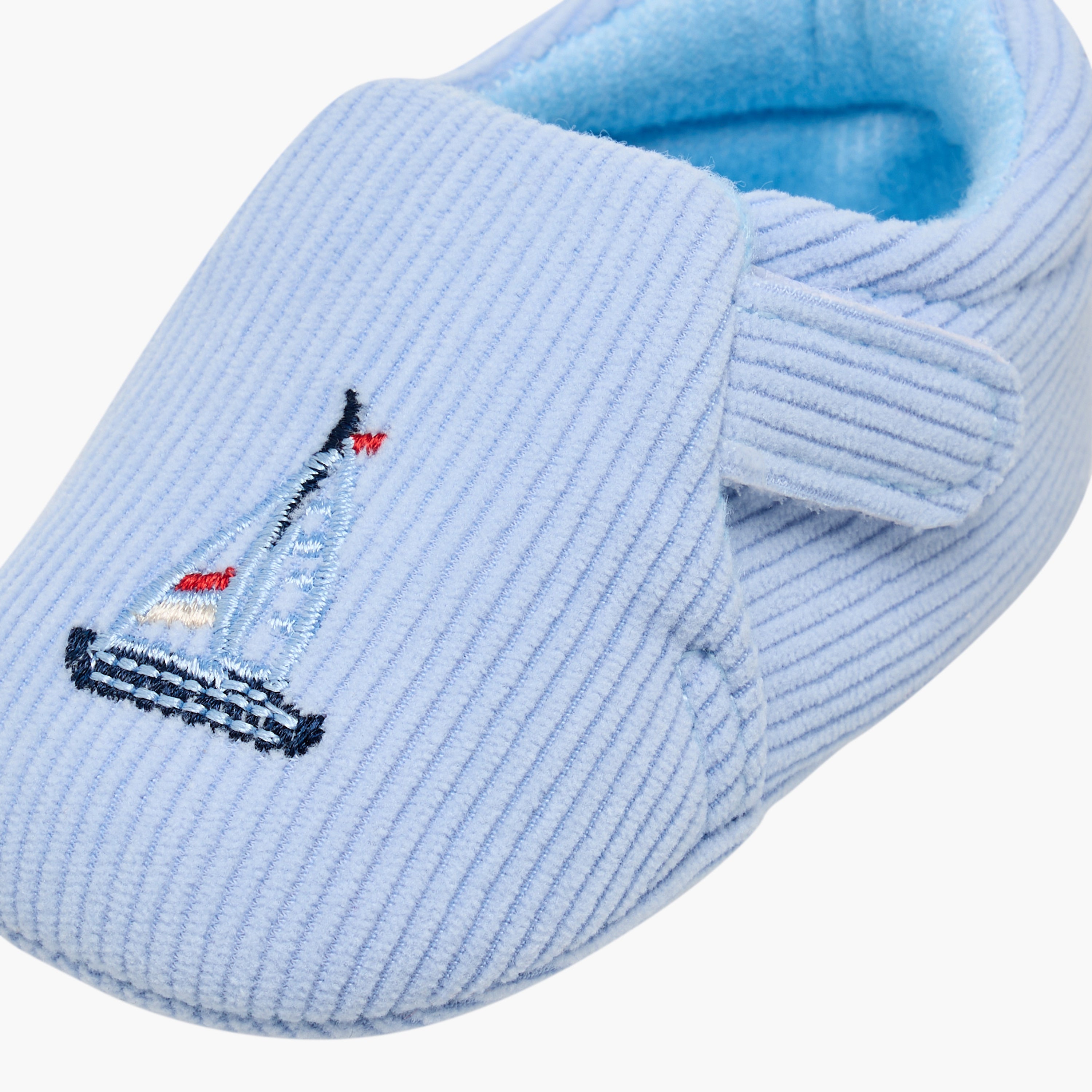 Juniors Ship Embroidered Corduroy Booties with Hook and Loop Closure