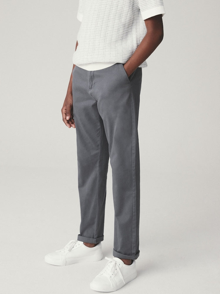 Charcoal Grey Regular Fit Stretch Chino Trousers (3-17yrs)