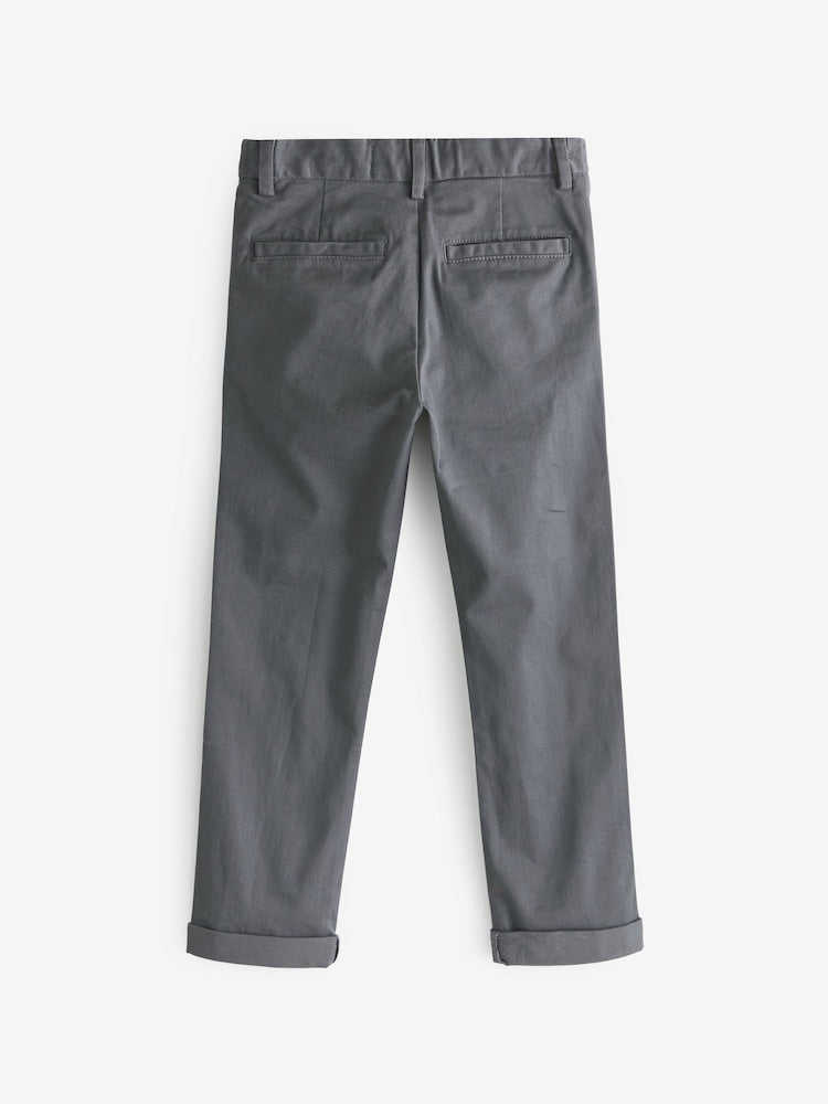Charcoal Grey Regular Fit Stretch Chino Trousers (3-17yrs)