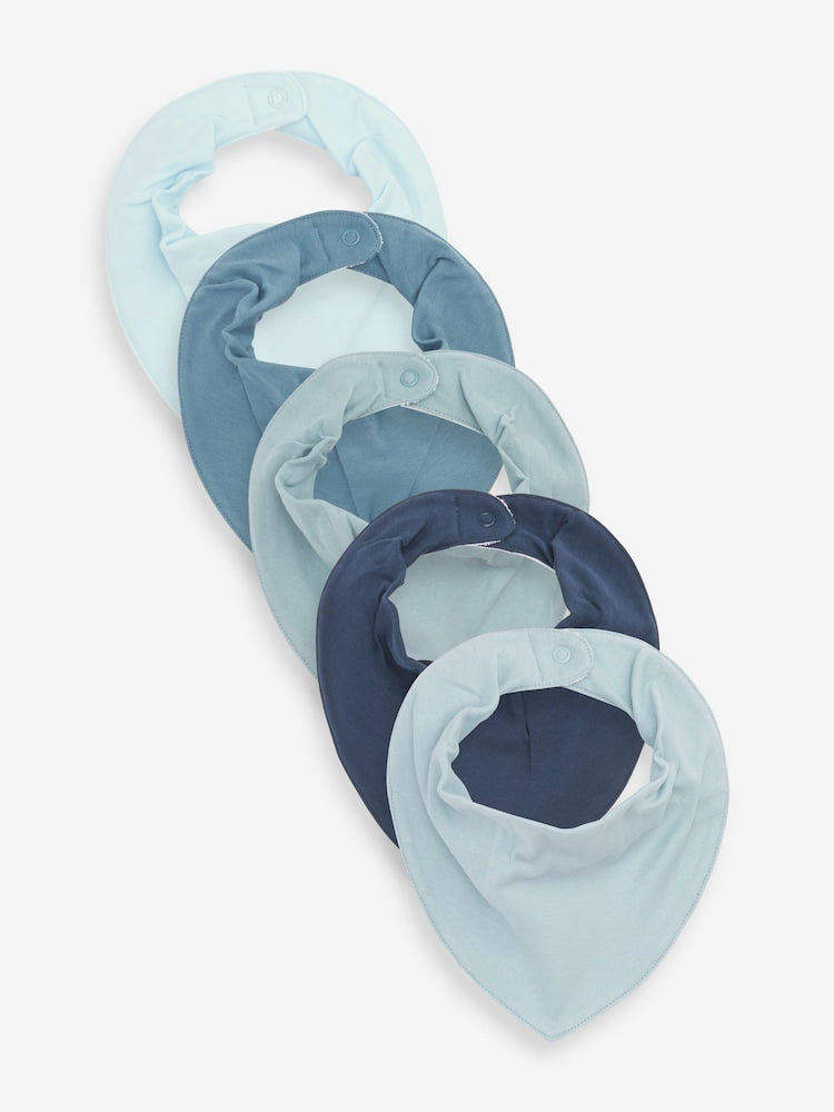 Blue Baby Dribble Bibs 5 Pack - Blue / Up to 1 Month (50-56cm)