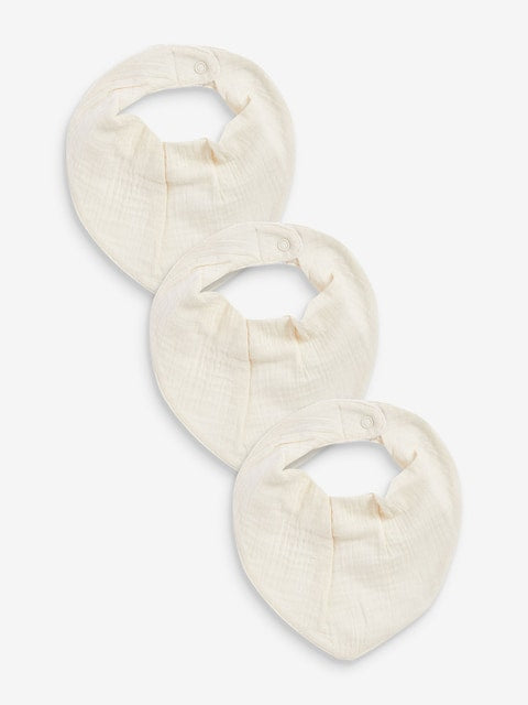 Cream Muslin Baby Dribble Bibs 3 Pack - Size One