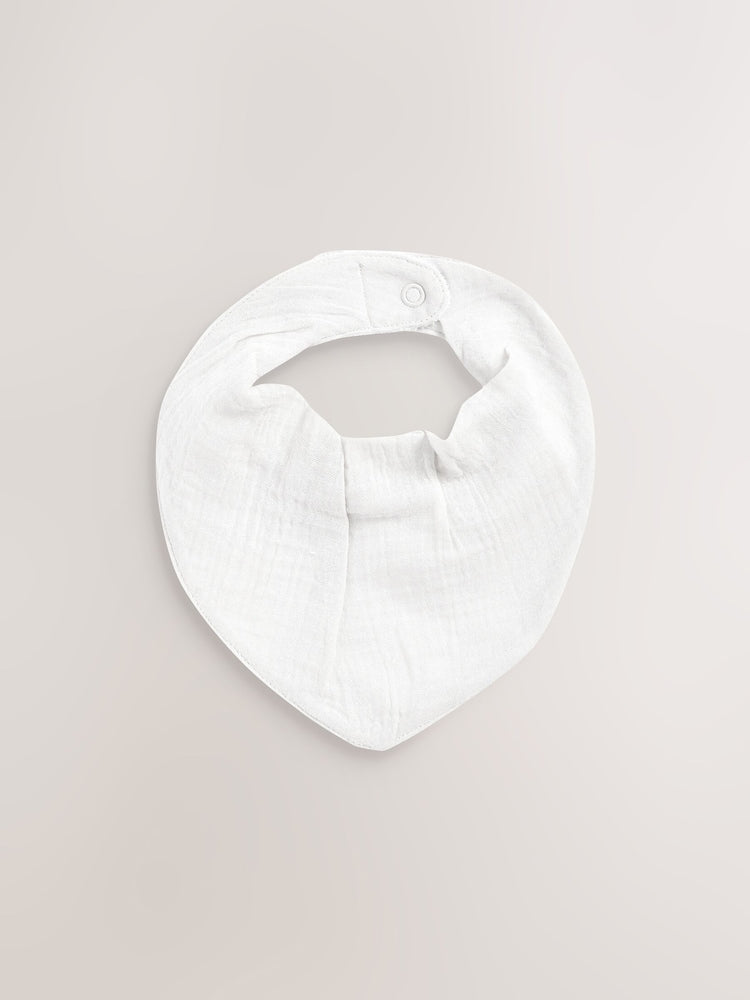 White Muslin Baby Dribble Bibs 3 Pack