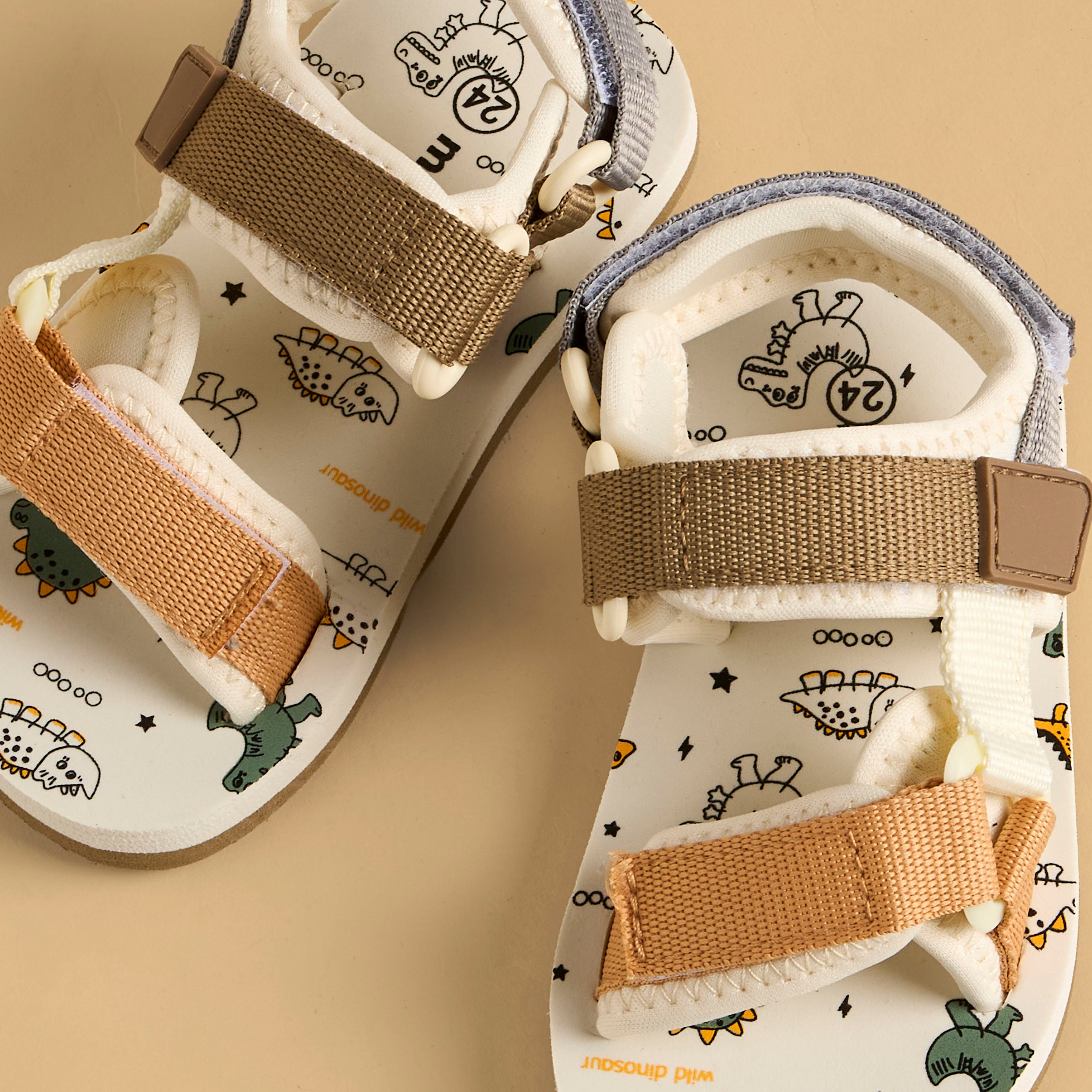 Dinosaur Print Floaters with Hook and Loop Closure