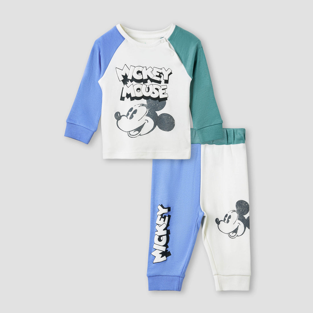 Disney Mickey Mouse Print T-shirt and Pyjama Set