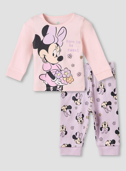 Disney Cotton Round Neck Long Sleeves Pyjama Set with Minnie Mouse Print-baby-girls-clothing-nightwear-pyjamasets-image-2