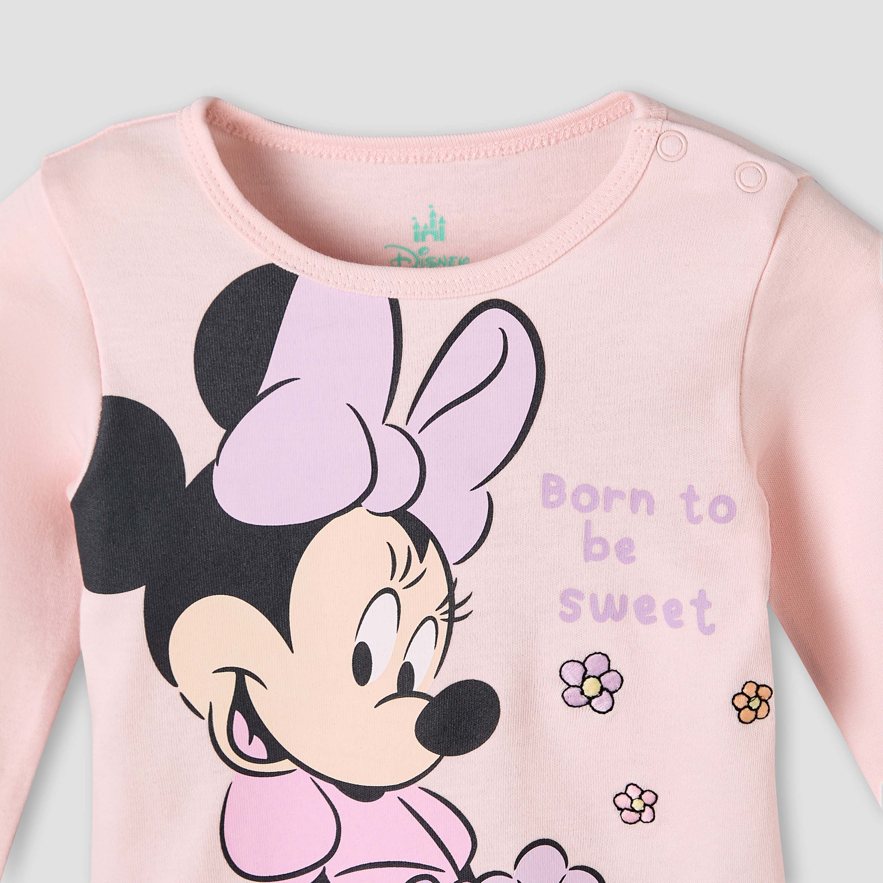 Disney Cotton Round Neck Long Sleeves Pyjama Set with Minnie Mouse Print