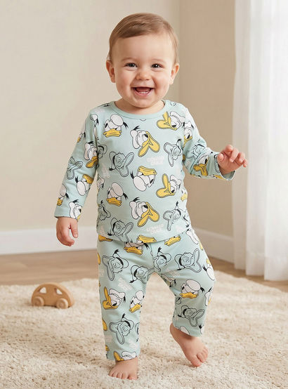 Disney Cotton Crew Neck Long Sleeves Pyjama Set with Donald Duck Print-baby-boys-clothing-nightwear-pyjamasets-image-1