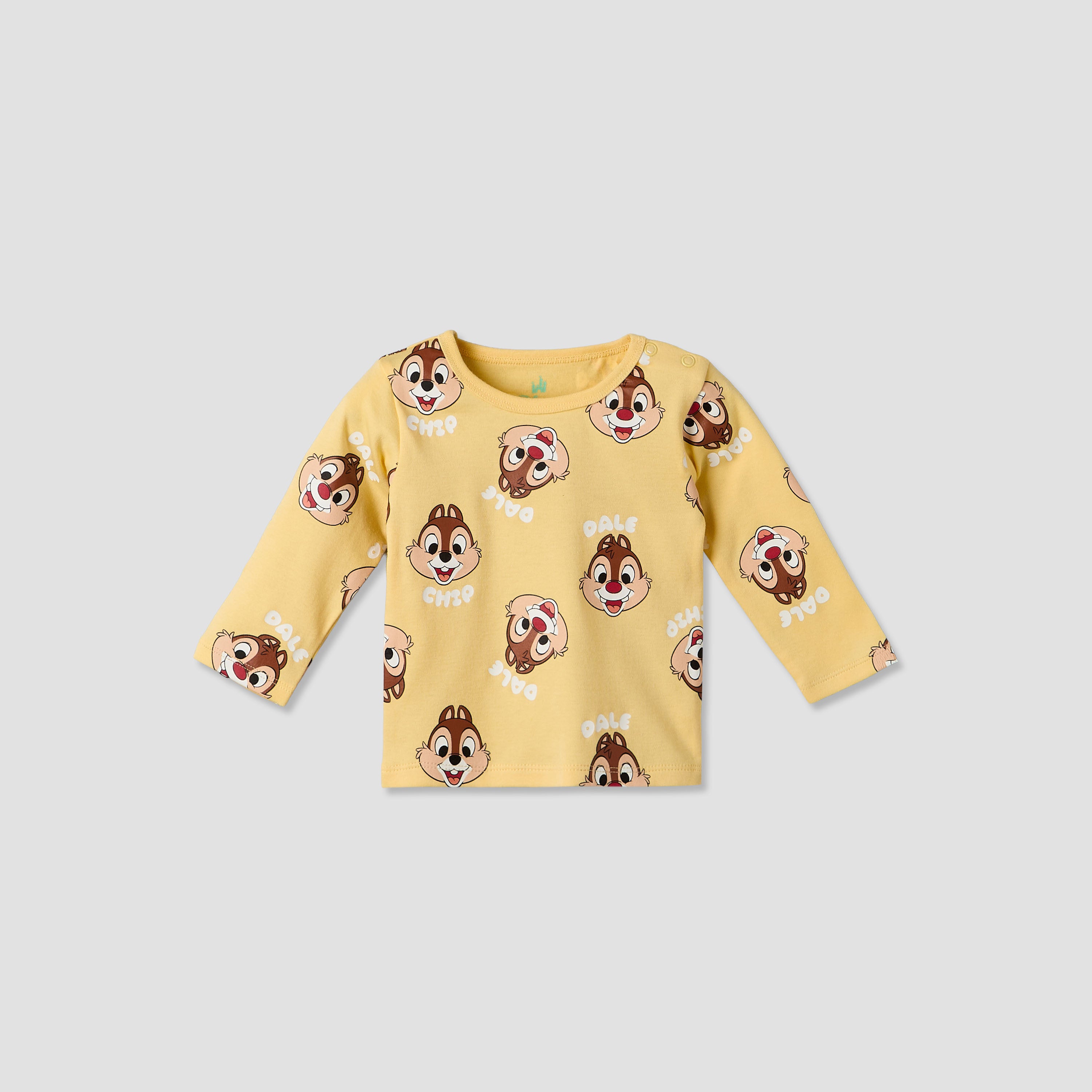 Disney Cotton Round Neck Long Sleeves Pyjama Set with Chip &